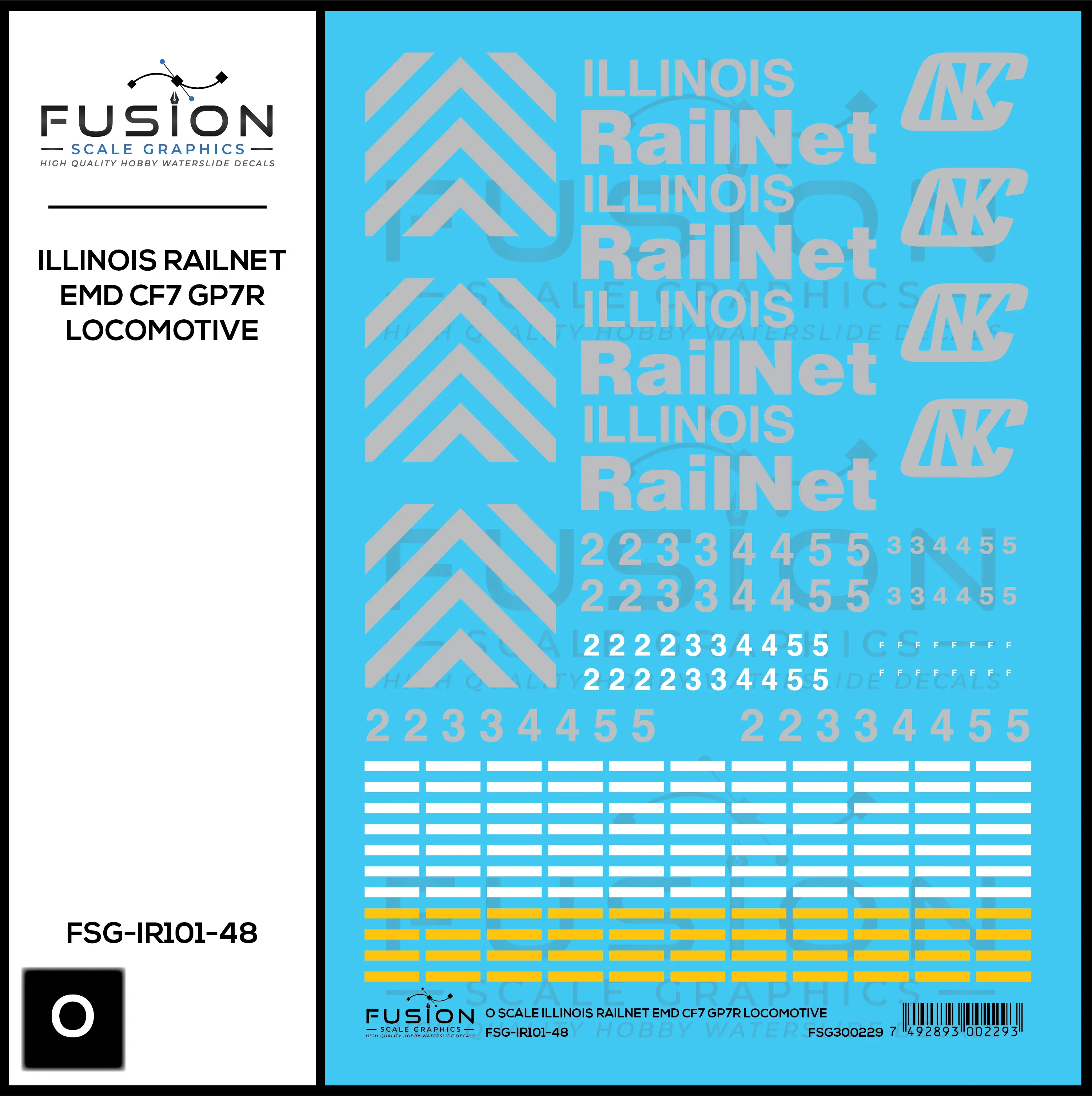 O Scale Illinois Railnet EMD CF7 GP7R Locomotive Decal Set Fusion Scale Graphics