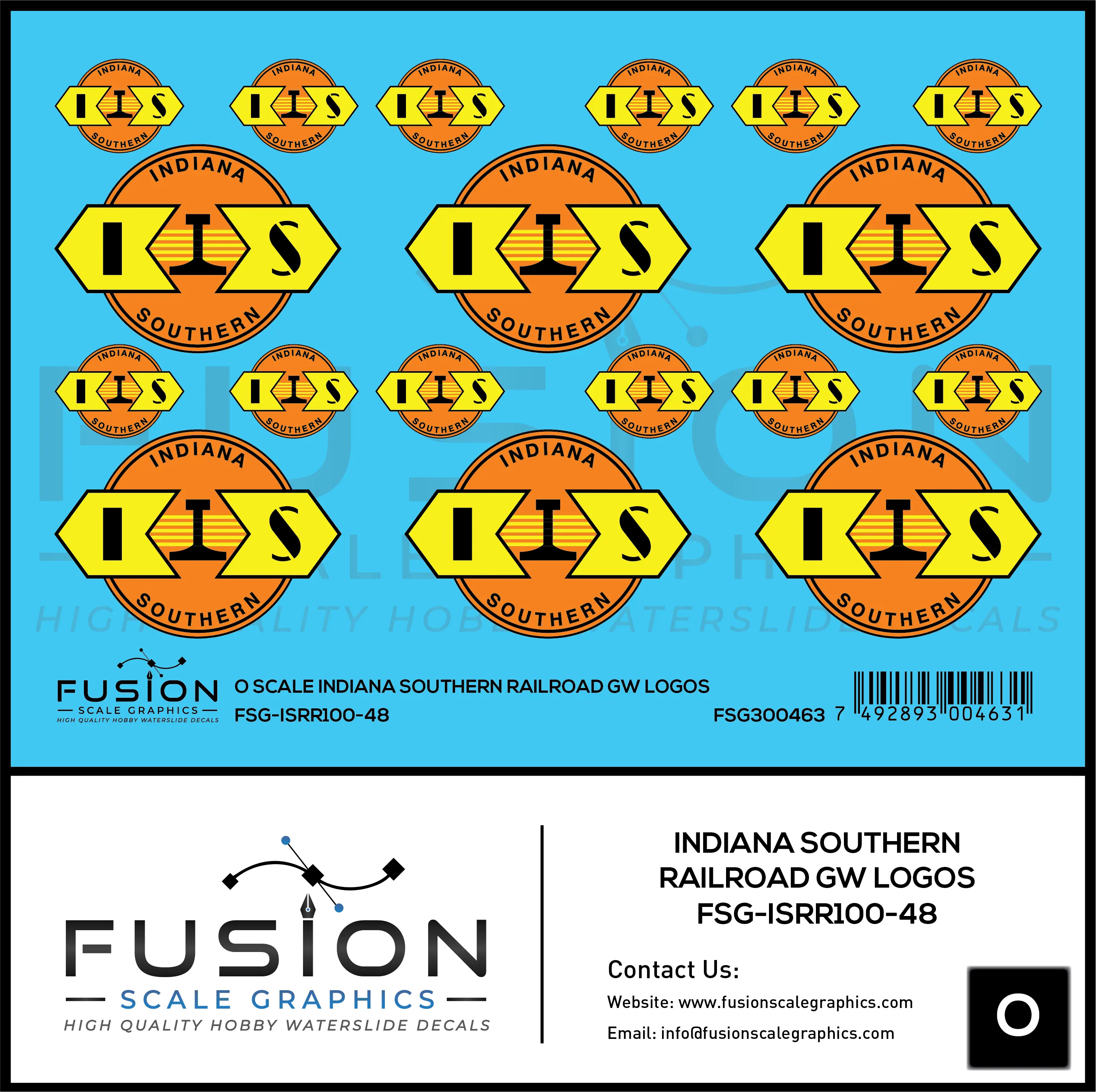 O Scale Indiana Southern Railroad GW Railroad Logos Decal Set Fusion Scale Graphics