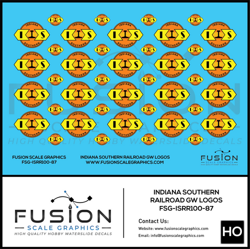 HO Scale Indiana Southern Railroad GW Railroad Logos Decal Set Fusion Scale Graphics