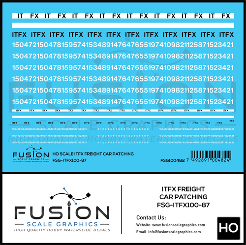 HO Scale ITFX Freight Car Reporting Marks Patching Decal Set Fusion Scale Graphics