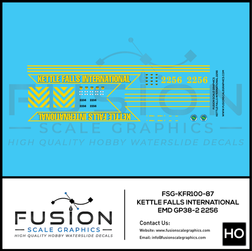HO Scale Kettle Falls International Railway 2256 EMD GP38-2 Locomotive Decal Set Fusion Scale Graphics