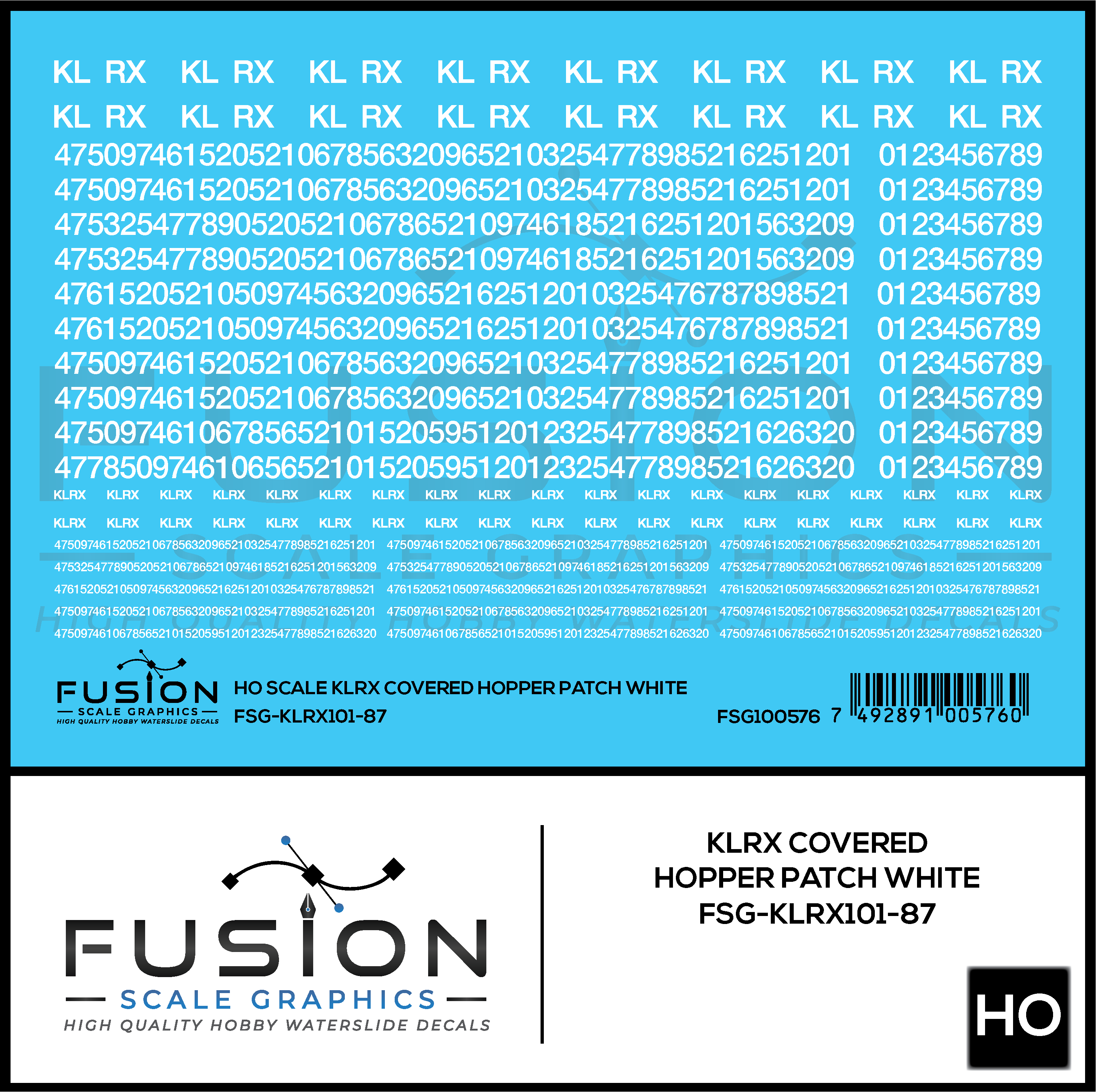 HO Scale KLRX White Covered Hopper Patch Decal Set
