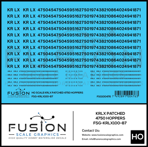 HO Scale KRLX 4750 Hoppers Patching Decal Set Fusion Scale Graphics