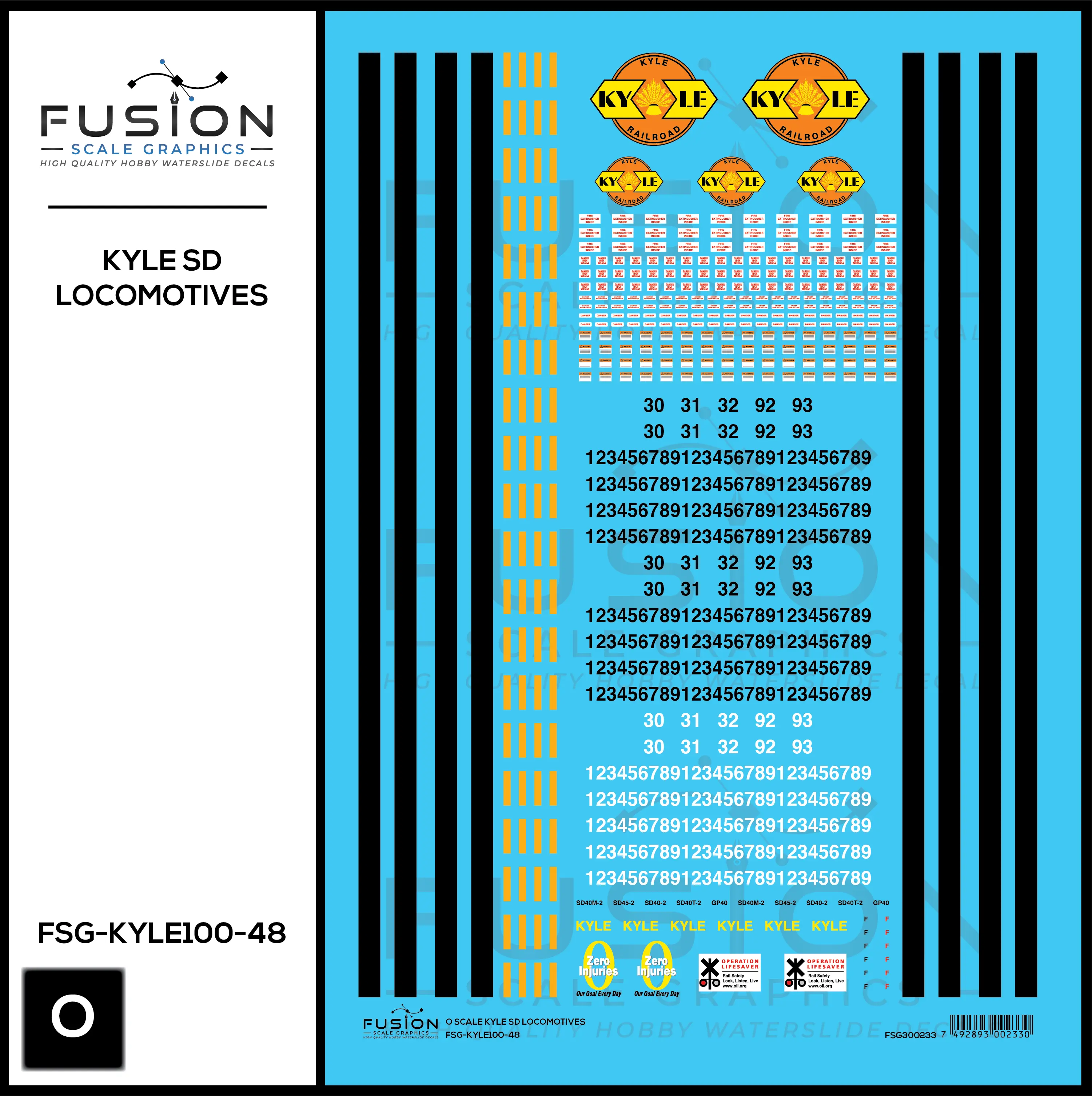 O Scale KYLE EMD SD Locomotives Decal Set Fusion Scale Graphics