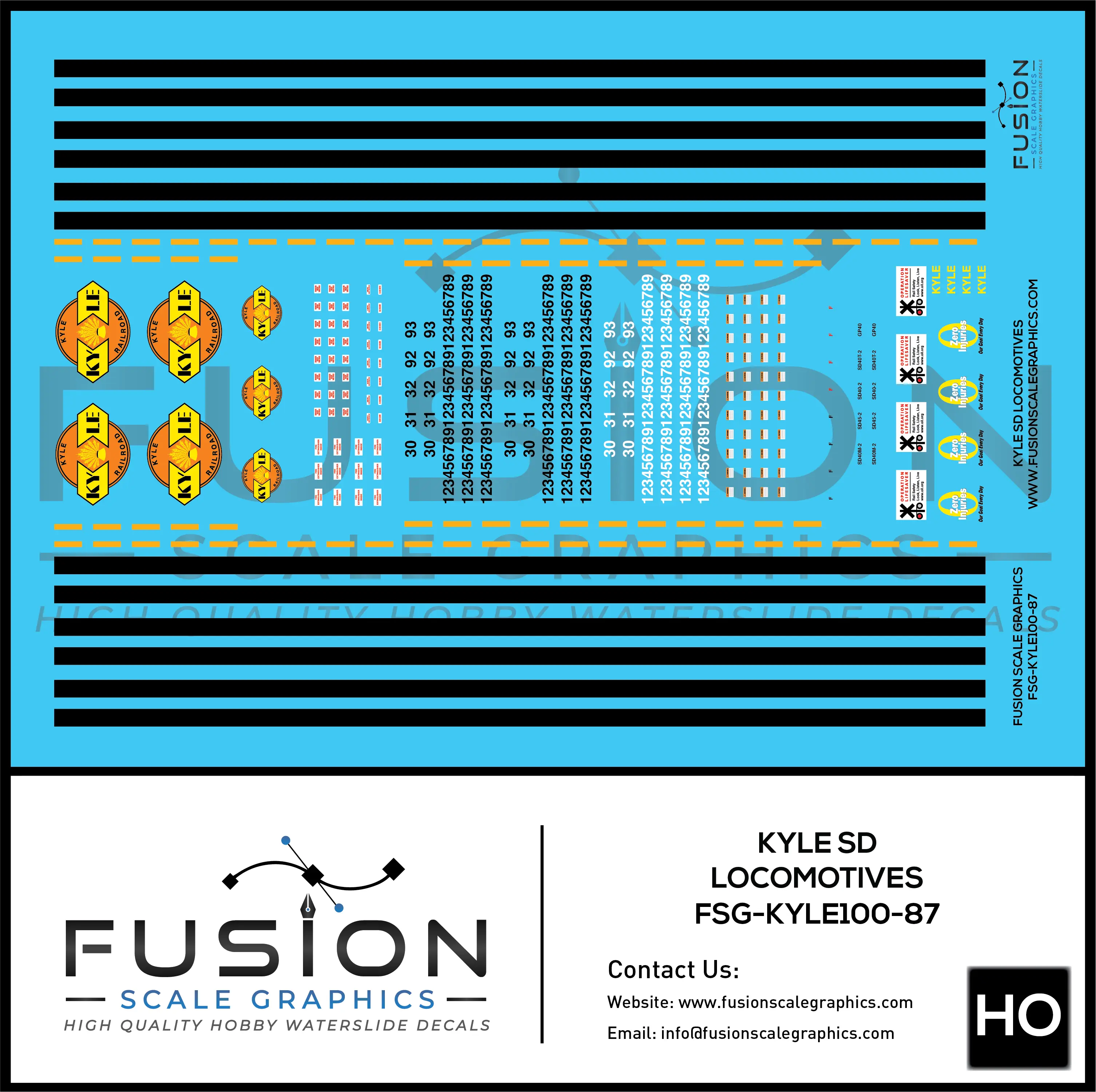 HO Scale KYLE EMD SD Locomotives Decal Set Fusion Scale Graphics