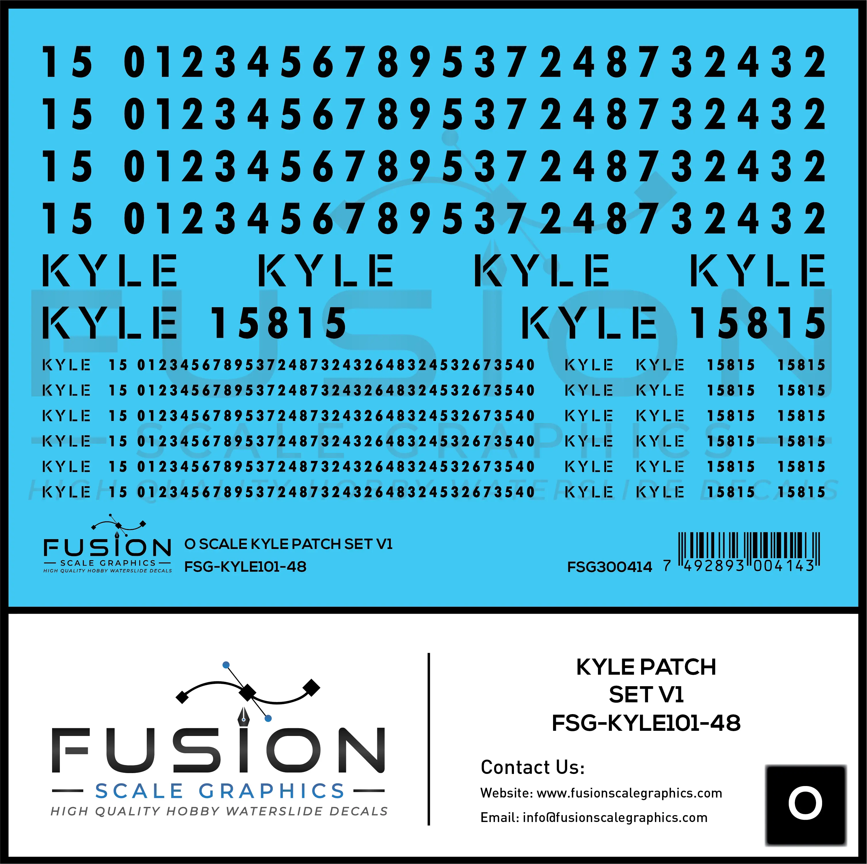 O Scale KYLE Patch Decal Set V1 Fusion Scale Graphics