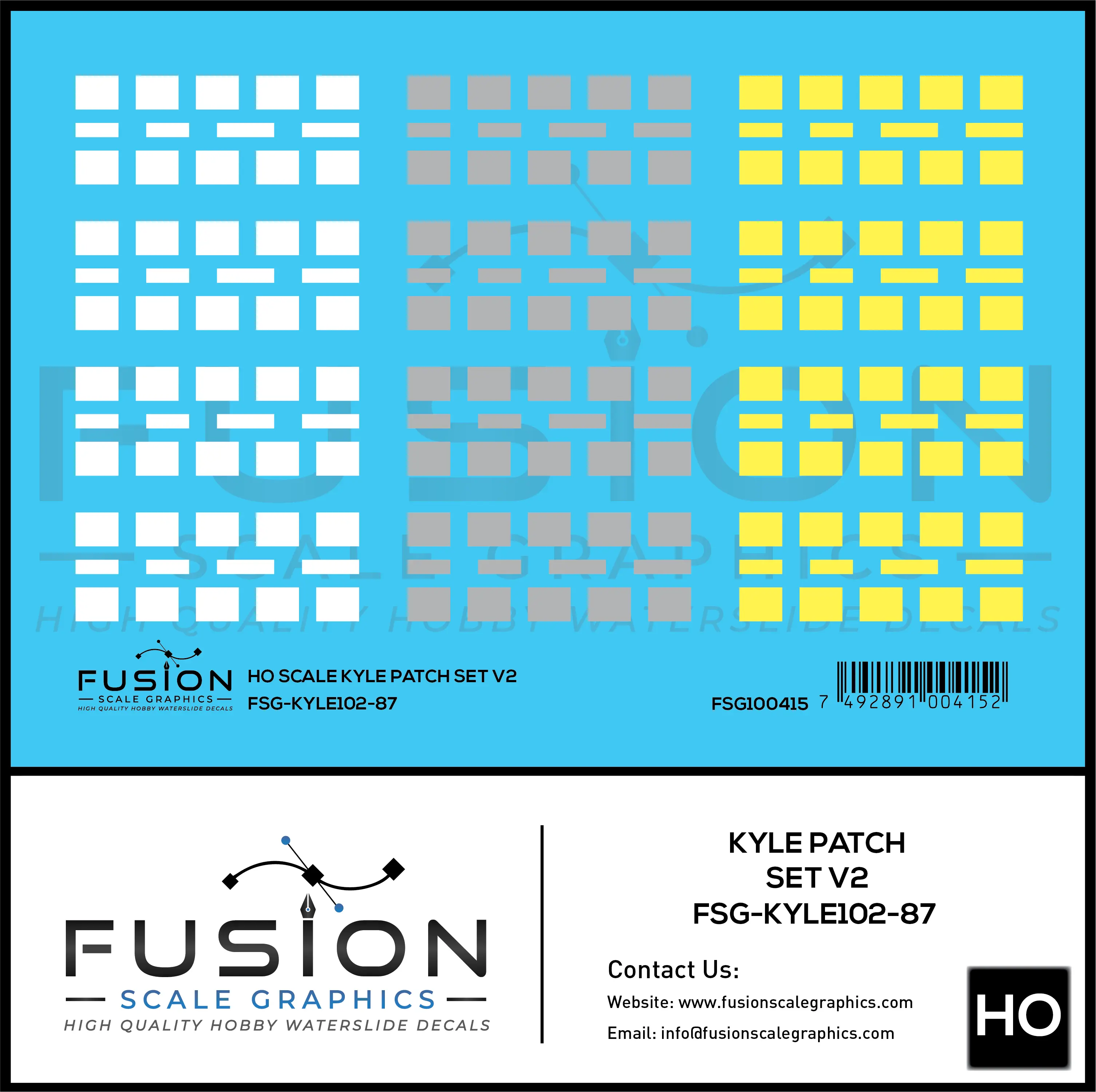 HO Scale KYLE Patch Set V2 Decal Set Fusion Scale Graphics