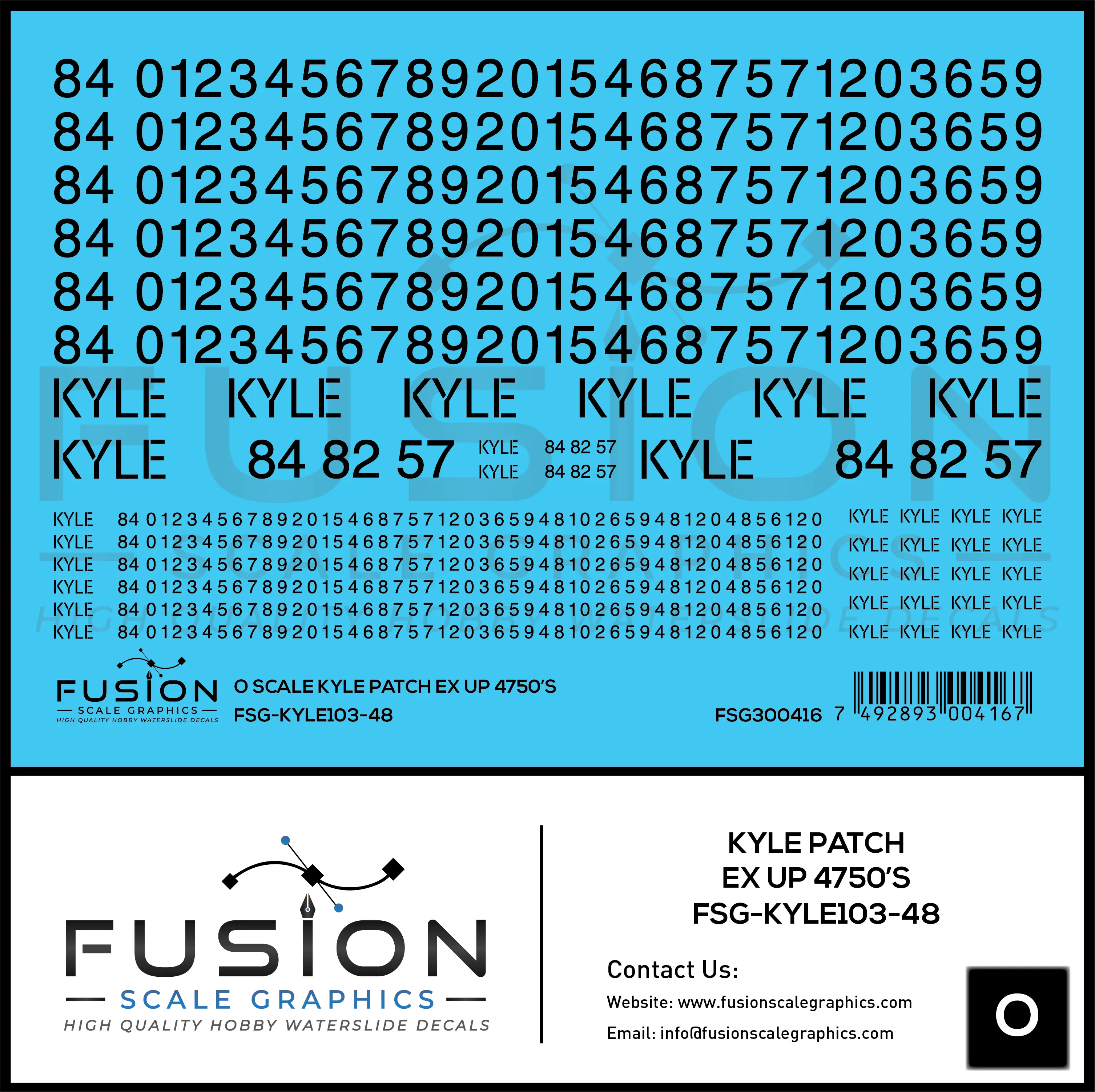 O Scale KYLE Ex UP 4750's Patching Decal Set Fusion Scale Graphics