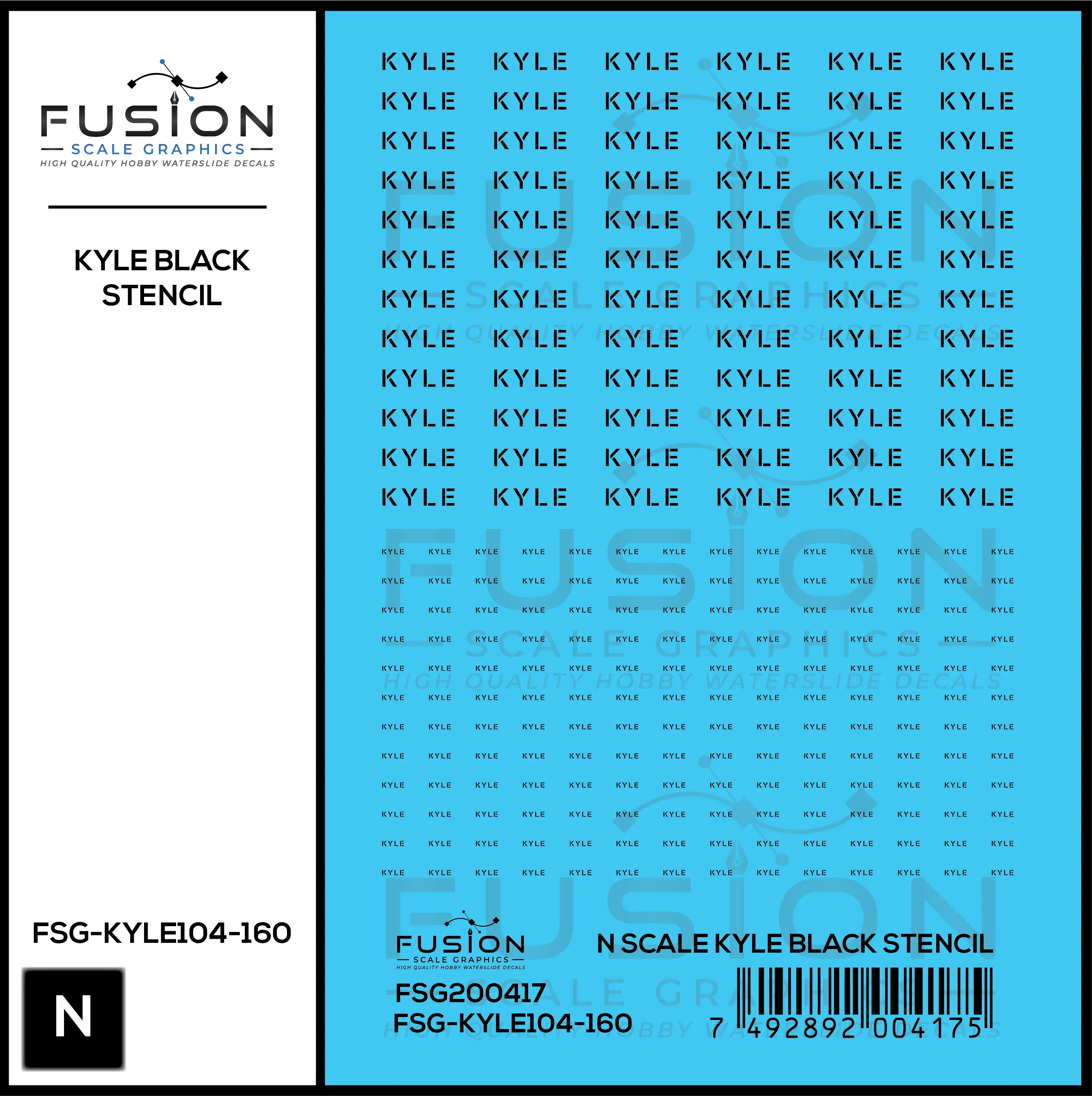 N Scale KYLE Black Stencil Decal Set Fusion Scale Graphics