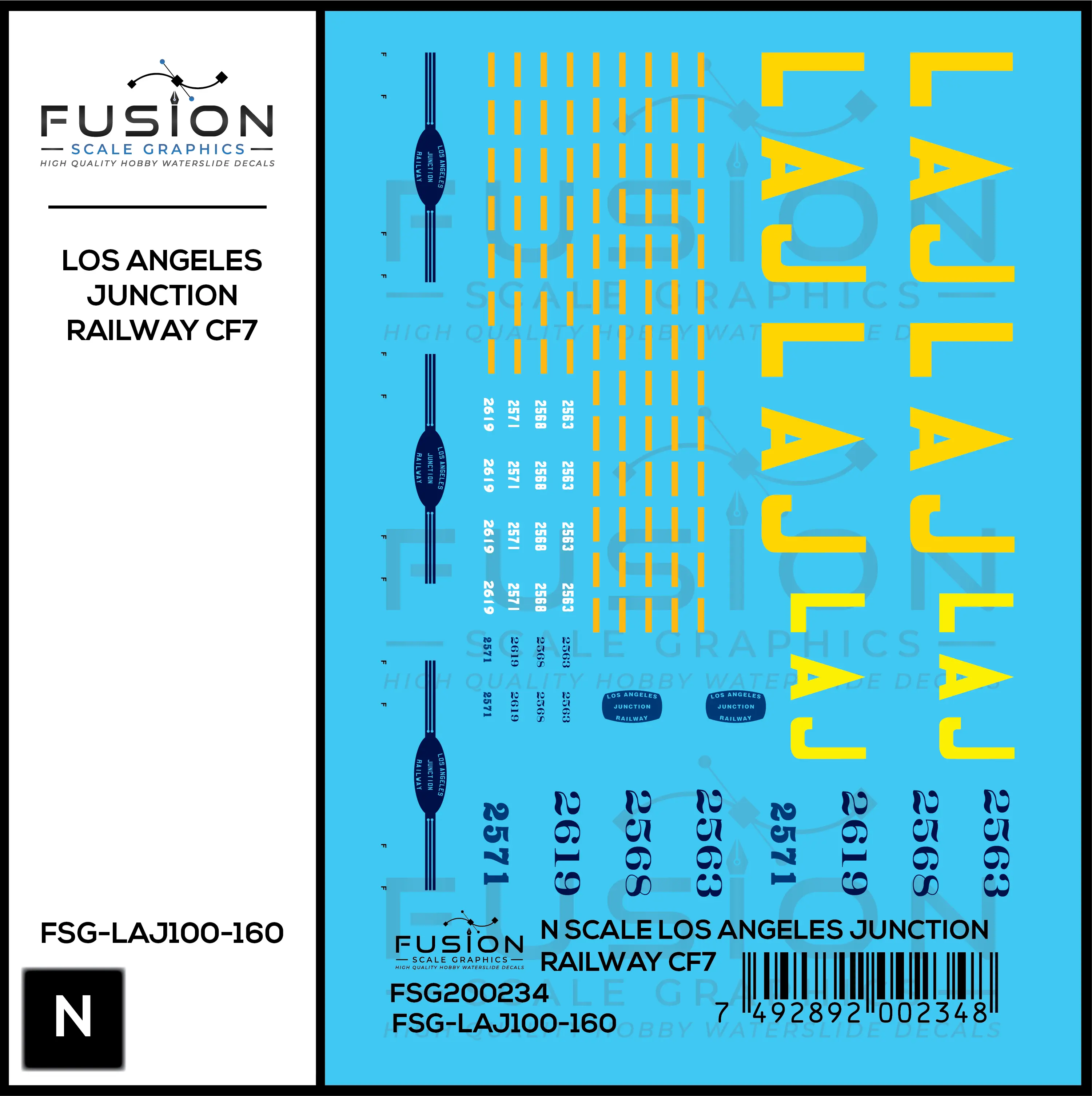 N Scale Los Angeles Junction Railway CF7 Locomotives Decal Set Fusion Scale Graphics