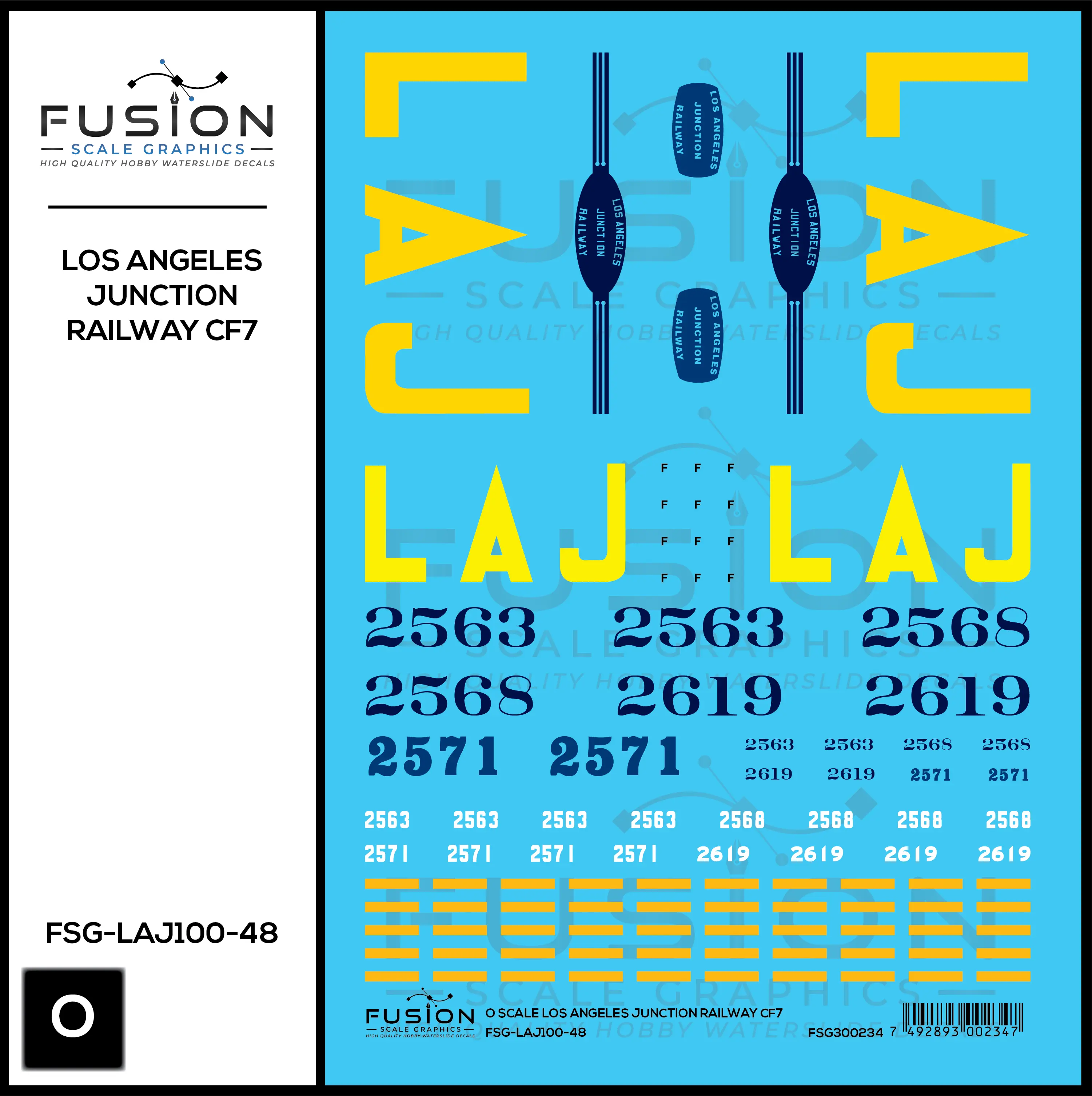 O Scale Los Angeles Junction Railway CF7 Locomotives Decal Set Fusion Scale Graphics