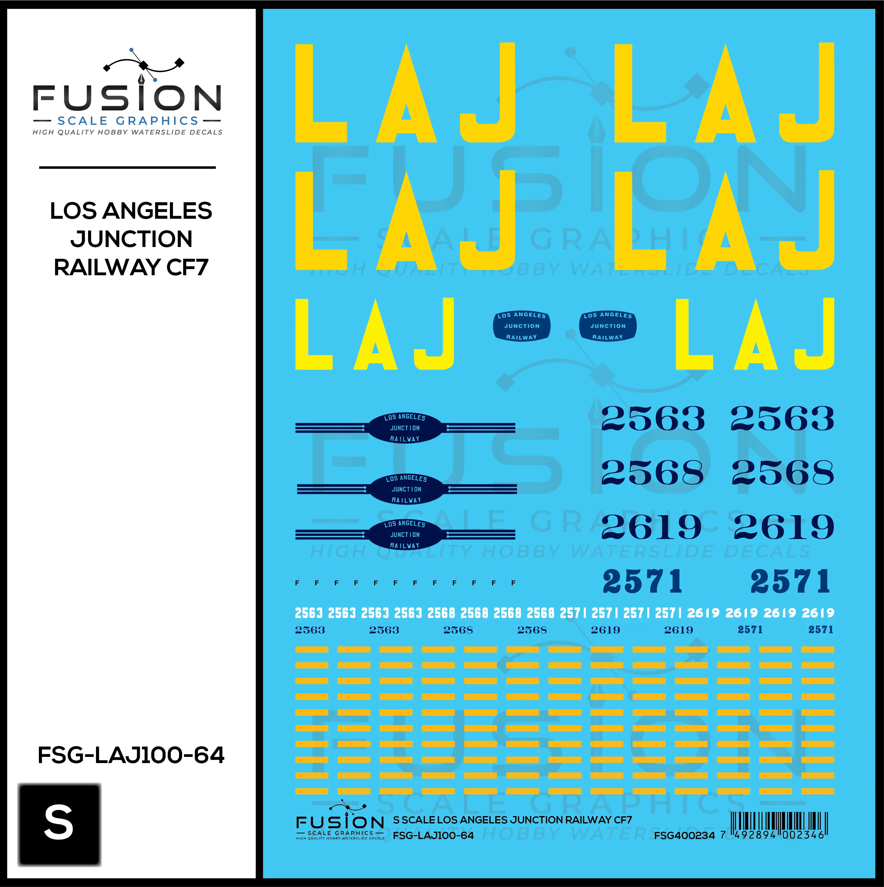 S Scale Los Angeles Junction Railway CF7 Locomotives Decal Set Fusion Scale Graphics