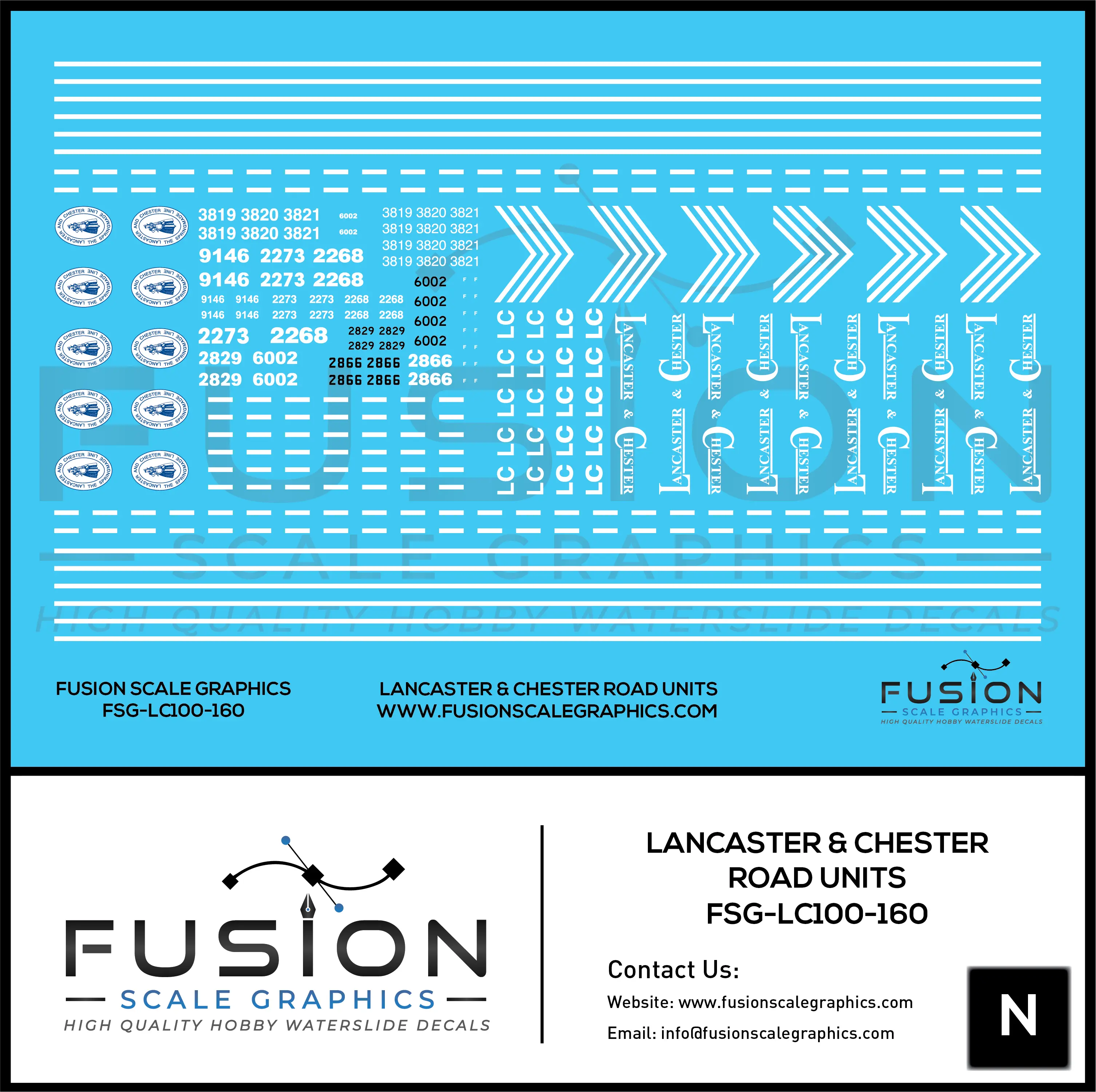 N Scale Lancaster & Chester Railroad Road Locomotives Decal Set Fusion Scale Graphics