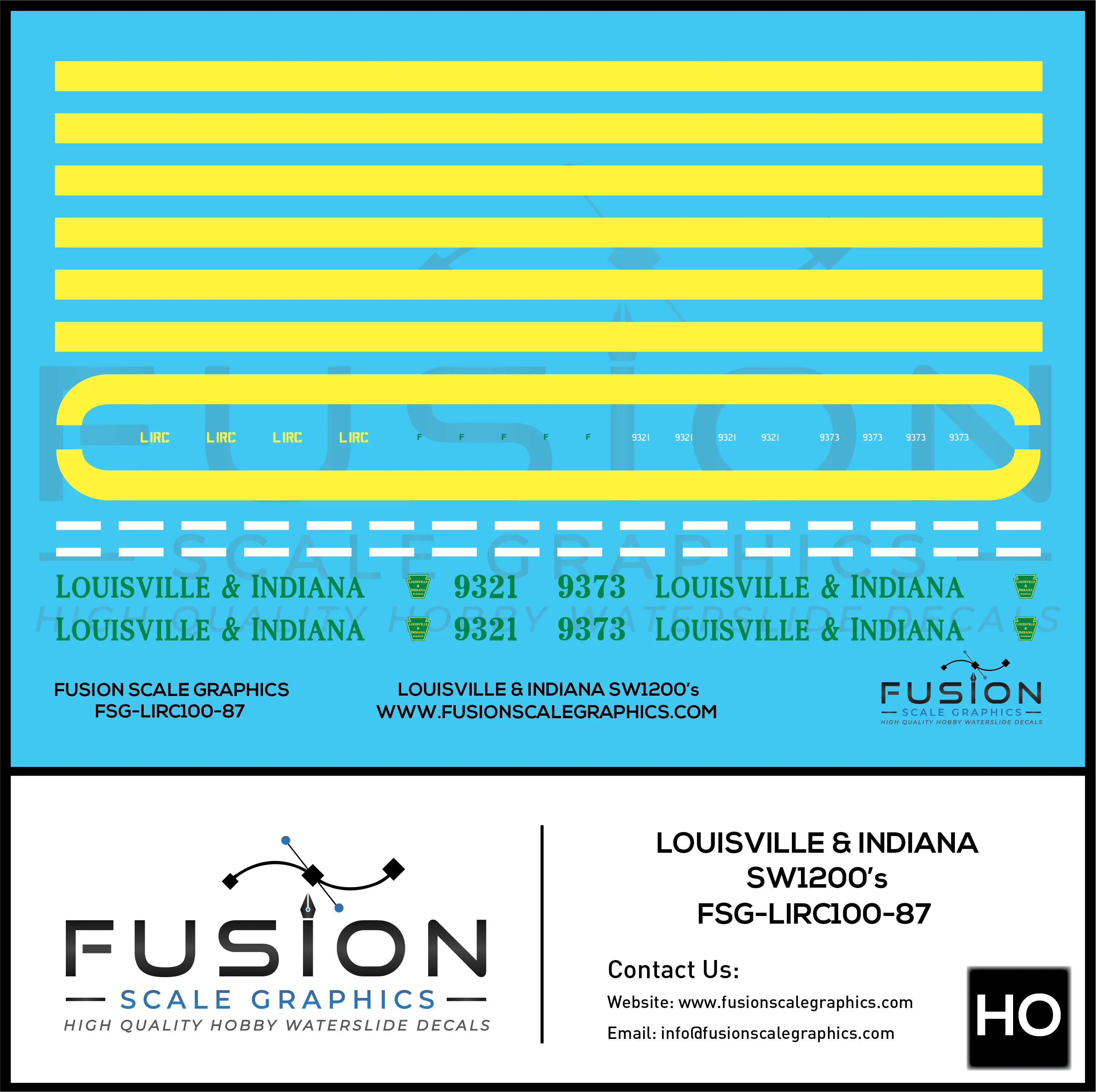HO Scale Louisville & Indiana Railroad SW1200 Locomotive Decal Set Fusion Scale Graphics