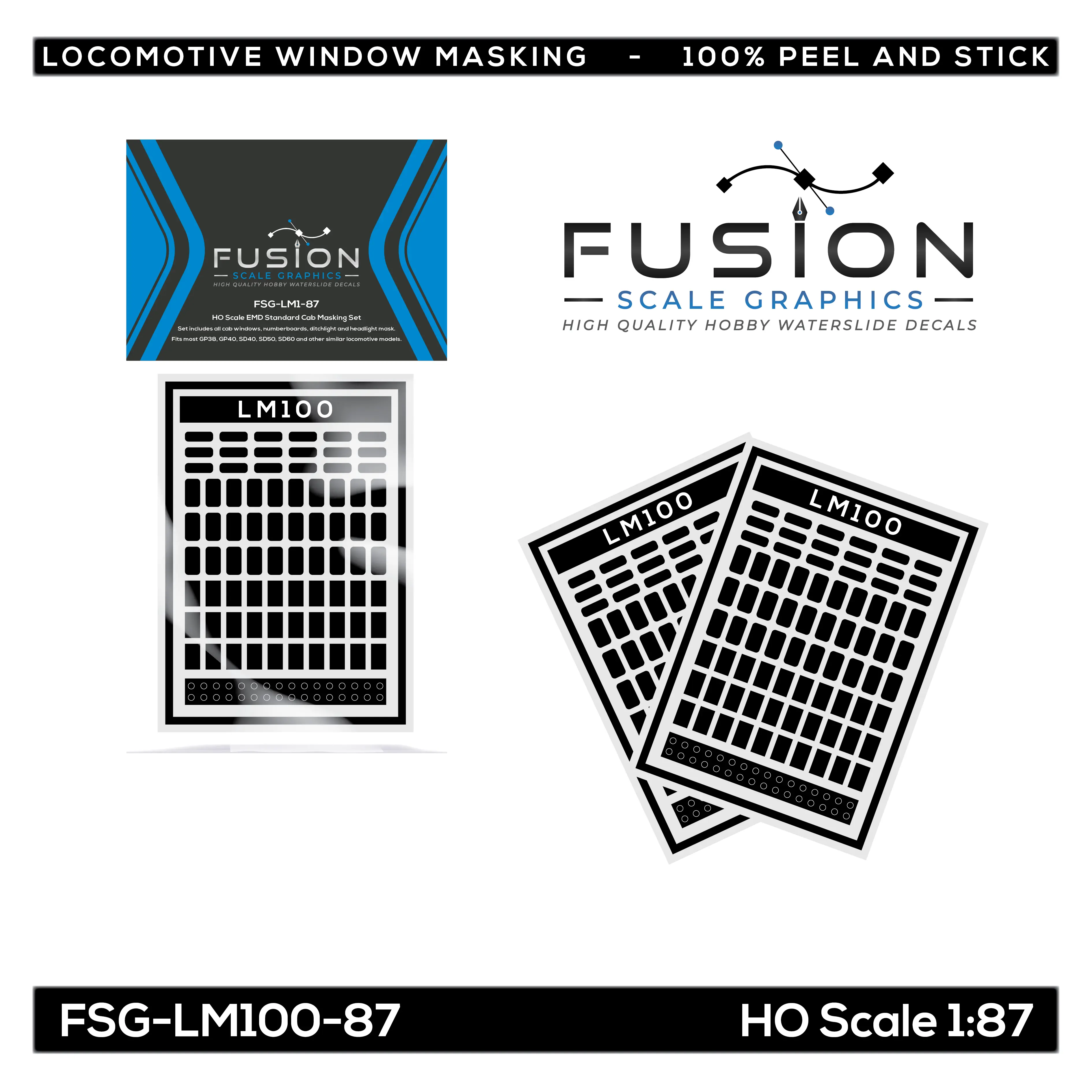 HO Scale EMD Standard Cab Locomotive Window Masking Set Fusion Scale Graphics