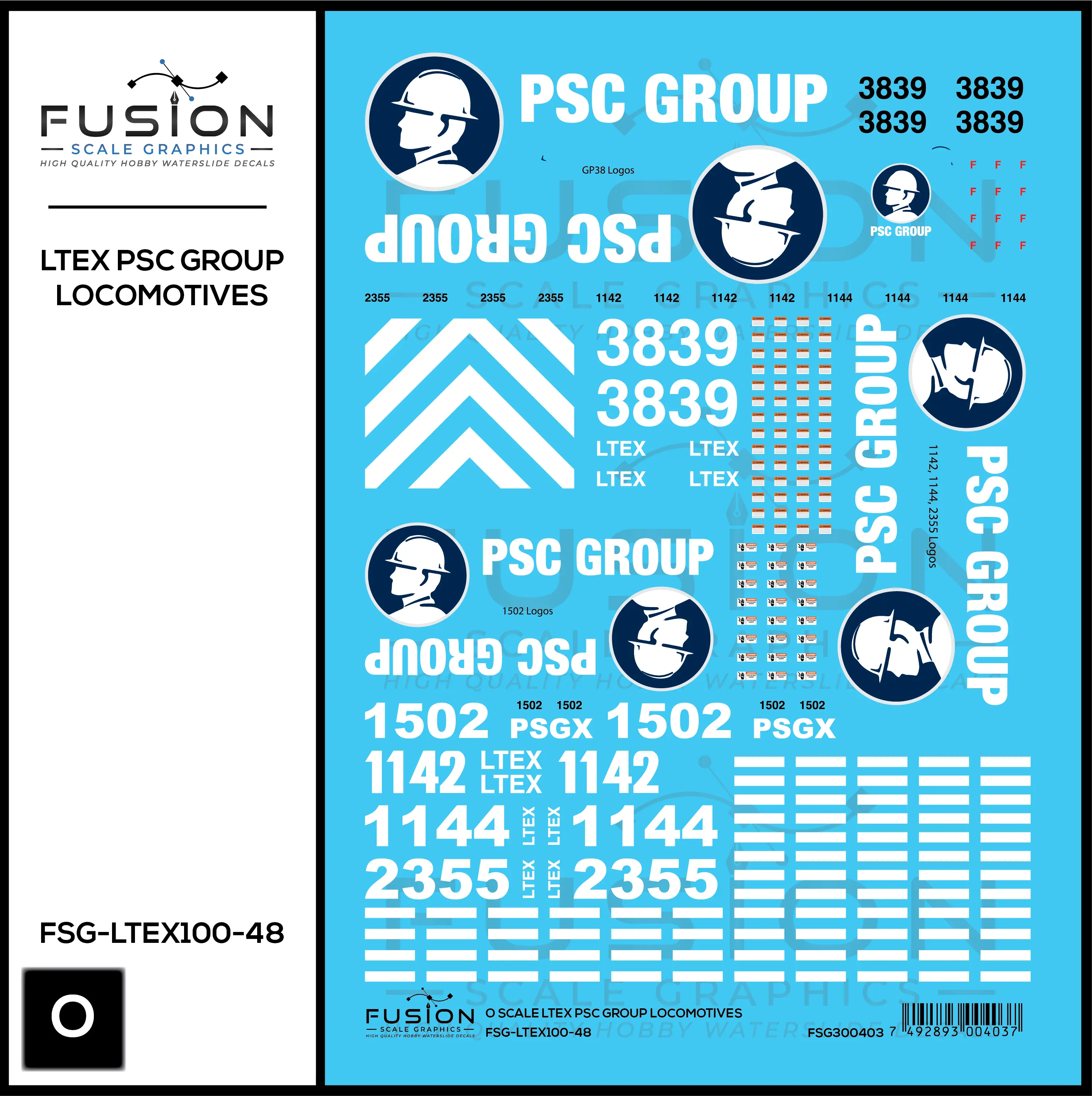O Scale LTEX PSC Group Locomotives Decal Set Fusion Scale Graphics