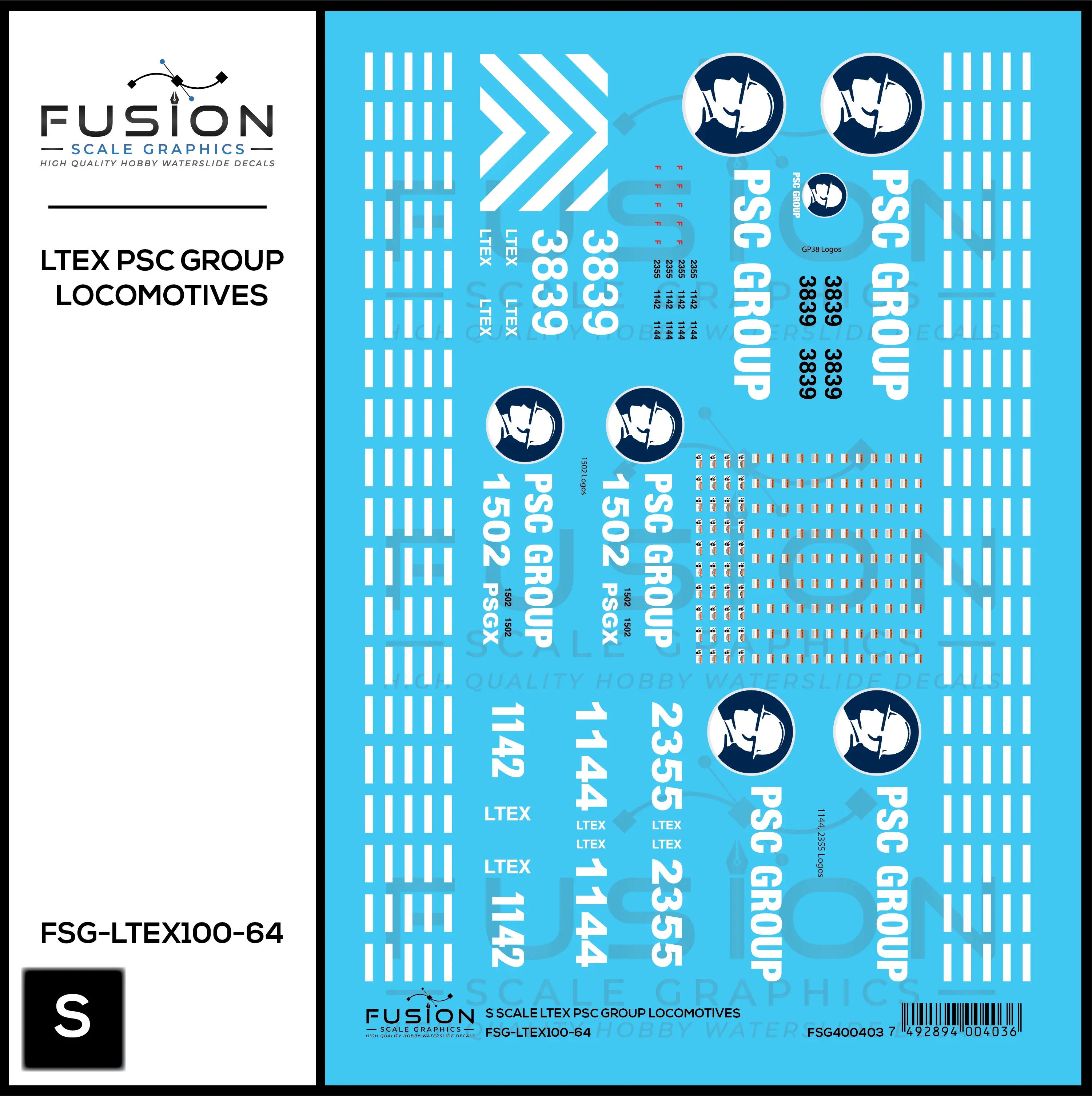 S Scale LTEX PSC Group Locomotives Decal Set Fusion Scale Graphics