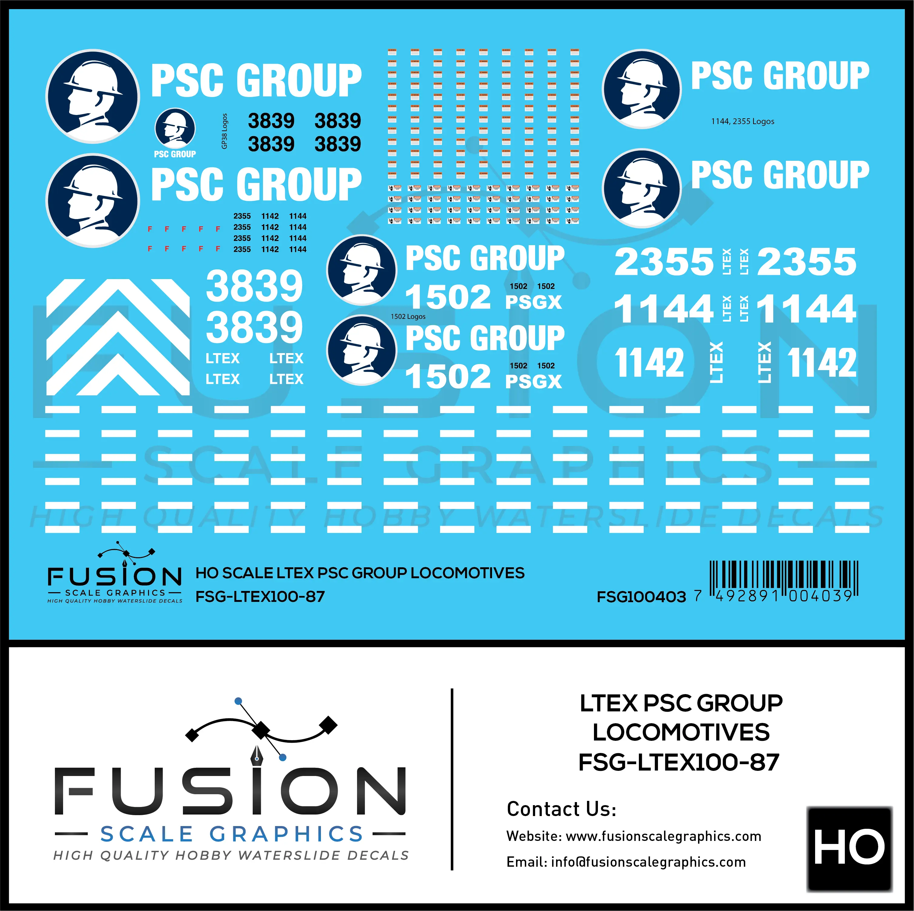HO Scale LTEX PSC Group Locomotives Decal Set Fusion Scale Graphics