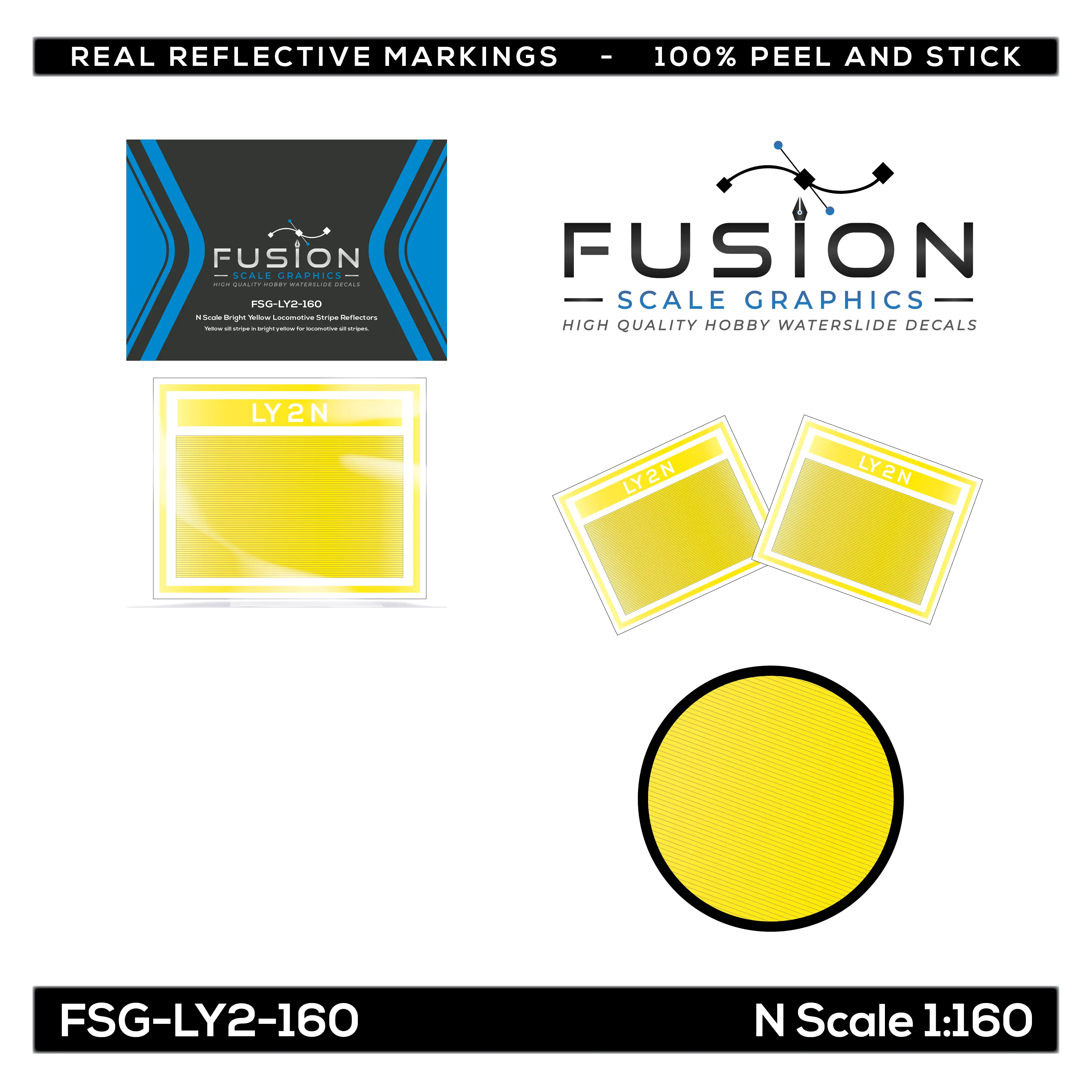 N Scale Railroad Locomotive Bright Yellow Reflective Sill Stripes Set Fusion Scale Graphics