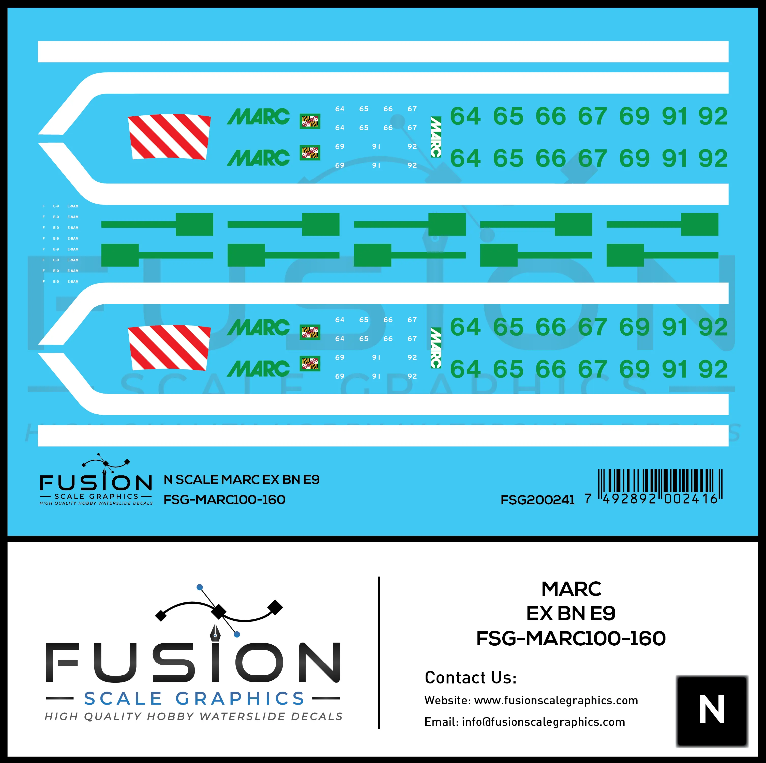 N Scale MARC Ex BN EMD E9 Locomotive Decal Set Fusion Scale Graphics