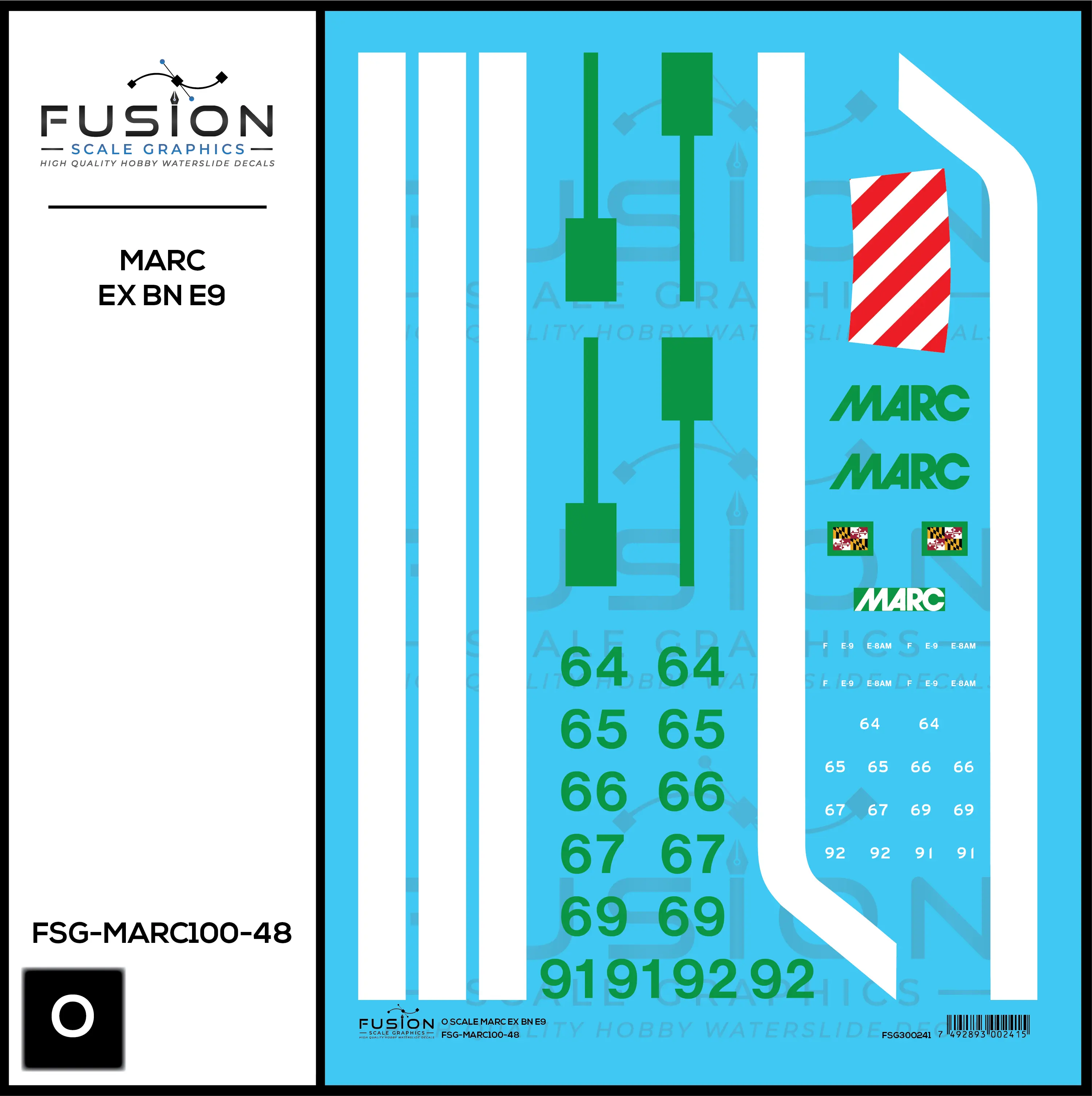 O Scale MARC Ex BN EMD E9 Locomotive Decal Set Fusion Scale Graphics