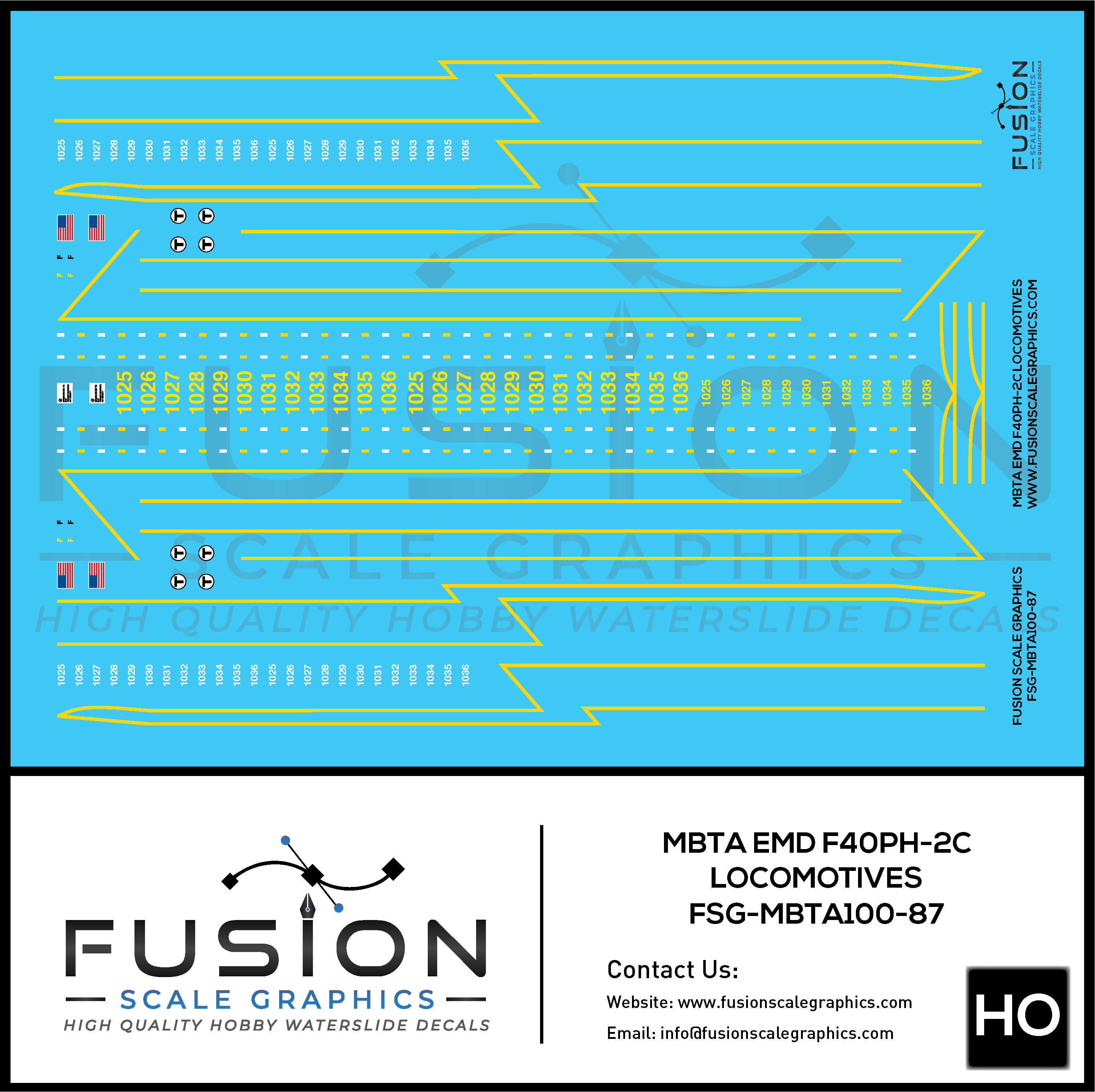 HO Scale MBTA EMD F40PH-2C Locomotive Decal Set - Front Range Hobbies