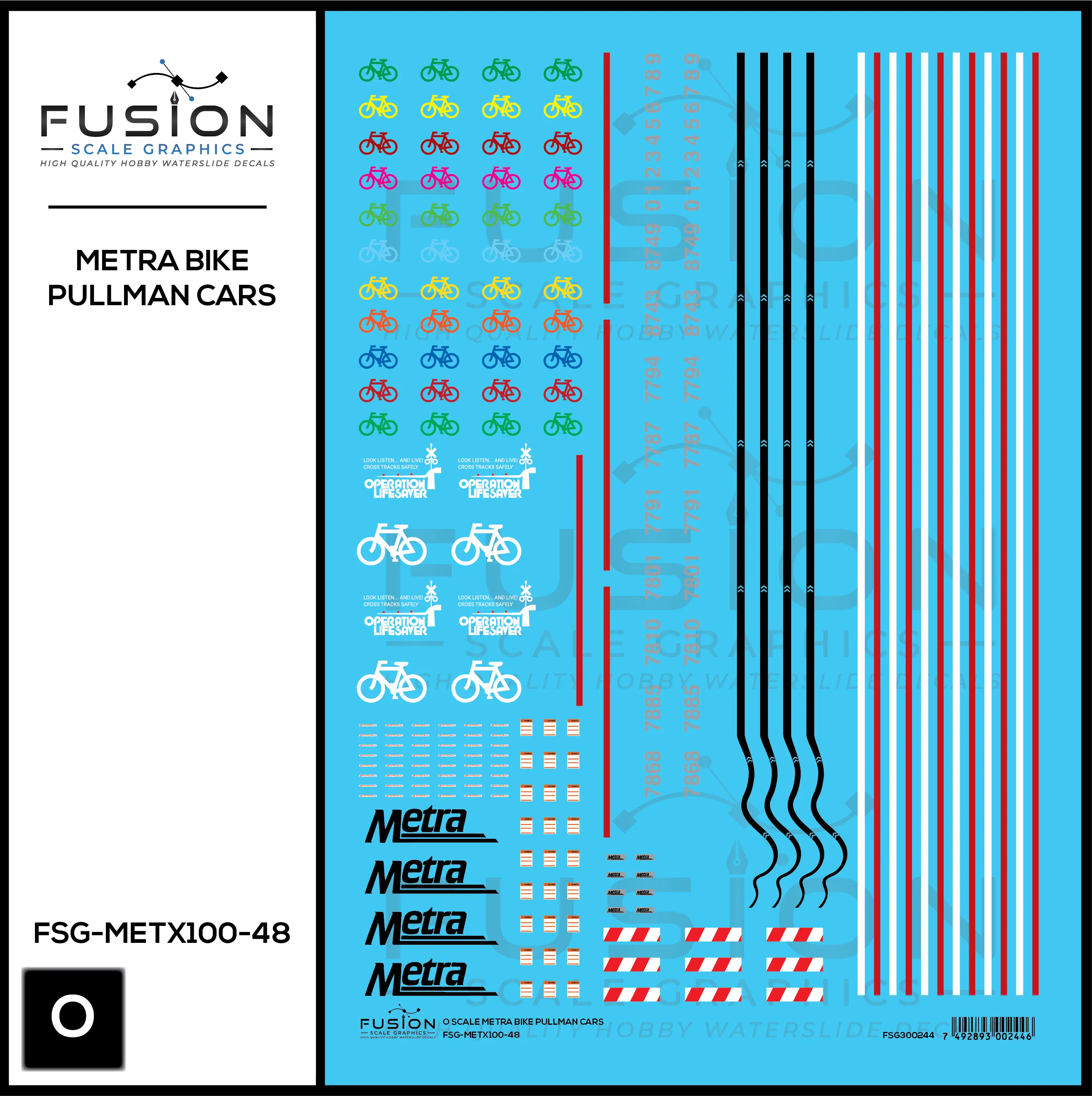 O Scale Metra Bike Pullman Cars Decal Set Fusion Scale Graphics