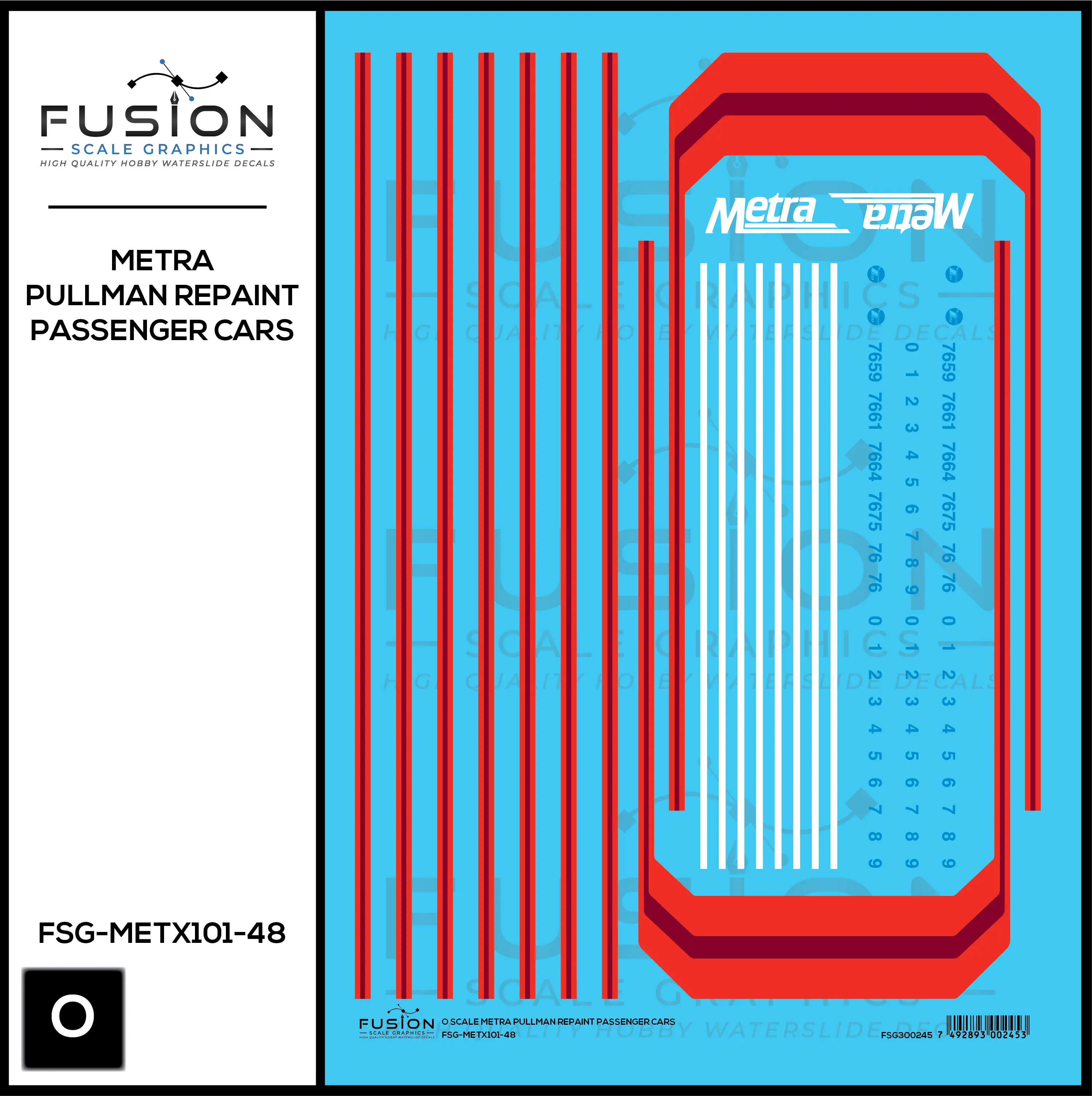 O Scale Metra Pullman Repaint Passenger Cars Decal Set Fusion Scale Graphics