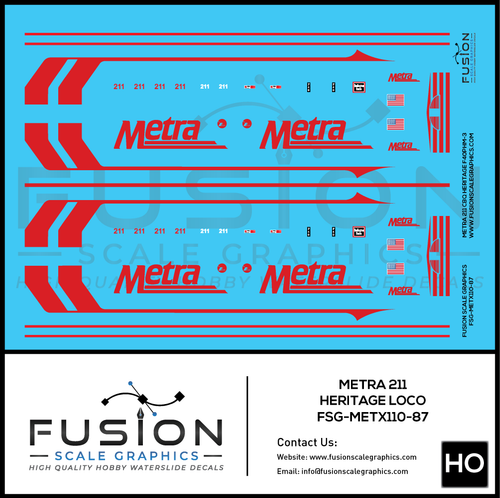 HO Scale Metra EMD F40PHM-3 211 CB&Q Heritage Locomotive Decal Set Fusion Scale Graphics