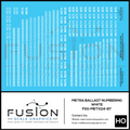 HO Scale Metra Ballast Car White Numbering Decal Set Fusion Scale Graphics