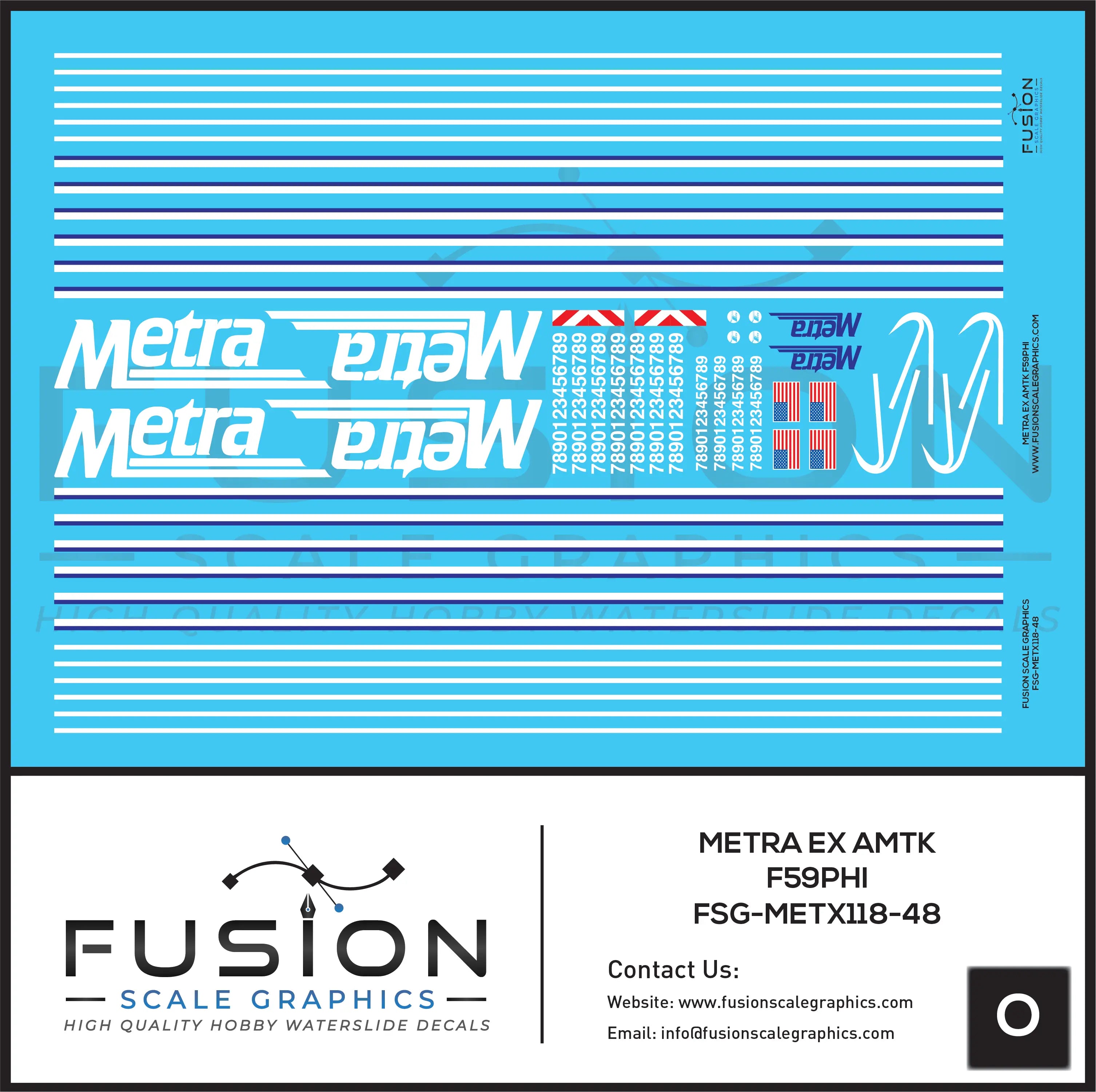 O Scale Metra EX Amtk EMD F59PHI Decal Set Fusion Scale Graphics