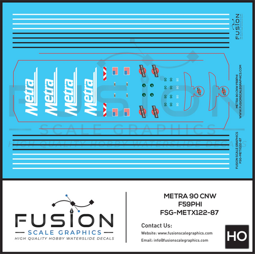 HO Scale Metra CNW F59PHI Heritage Unit 90 Locomotive Decal Set Fusion Scale Graphics