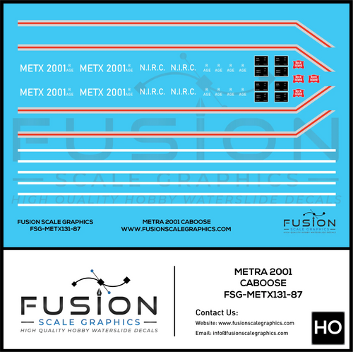 HO Scale Metra 2001 Rock Island Caboose Decal Set - Front Range Hobbies