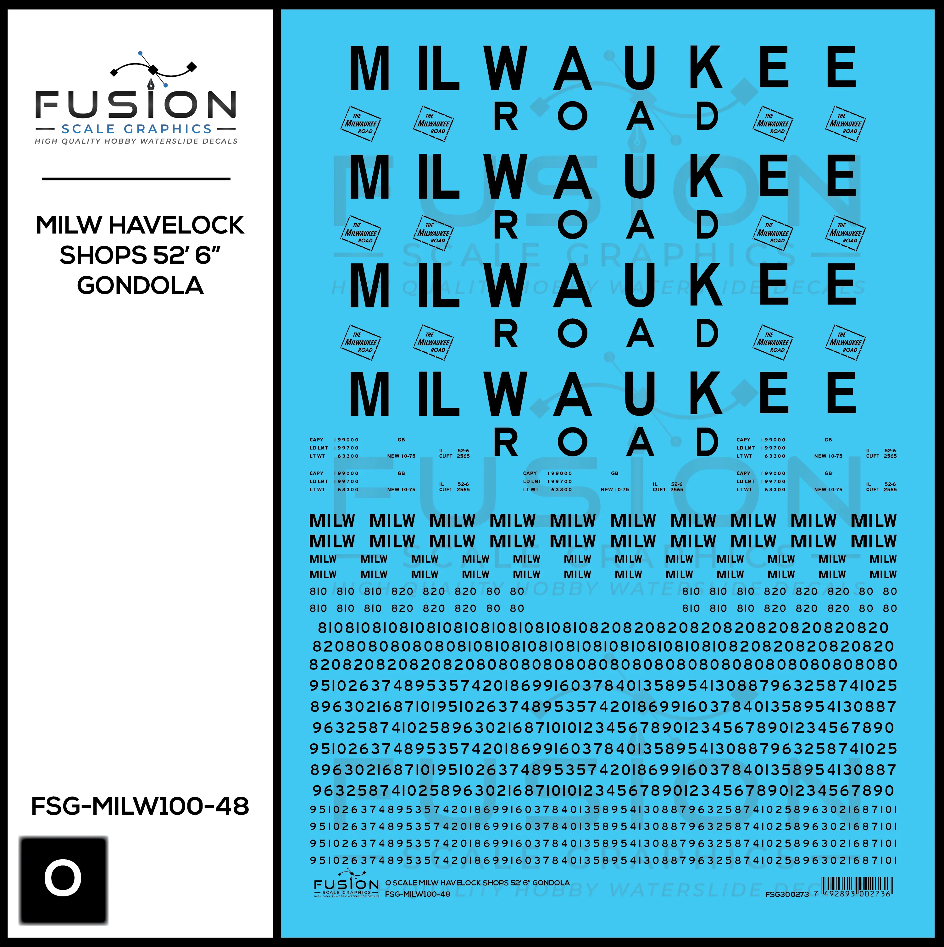 O Scale Milwaukee Road Havelock Shops 52' 6" Gondola Decal Set Fusion Scale Graphics