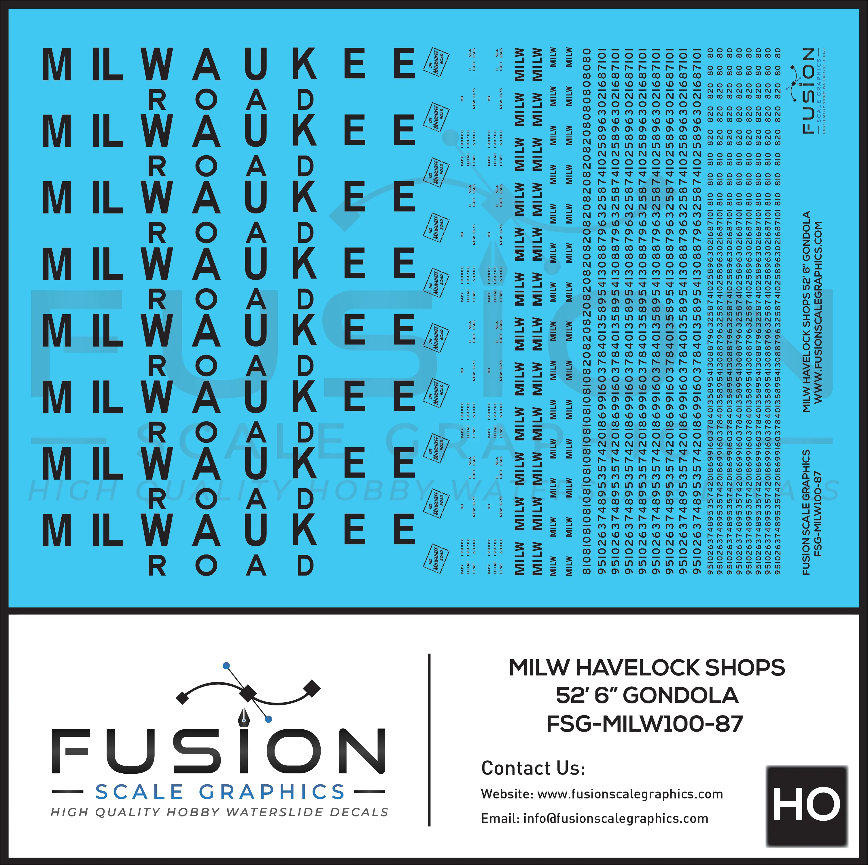HO Scale Milwaukee Road Havelock Shops 52' 6" Gondolas Decal Set Fusion Scale Graphics