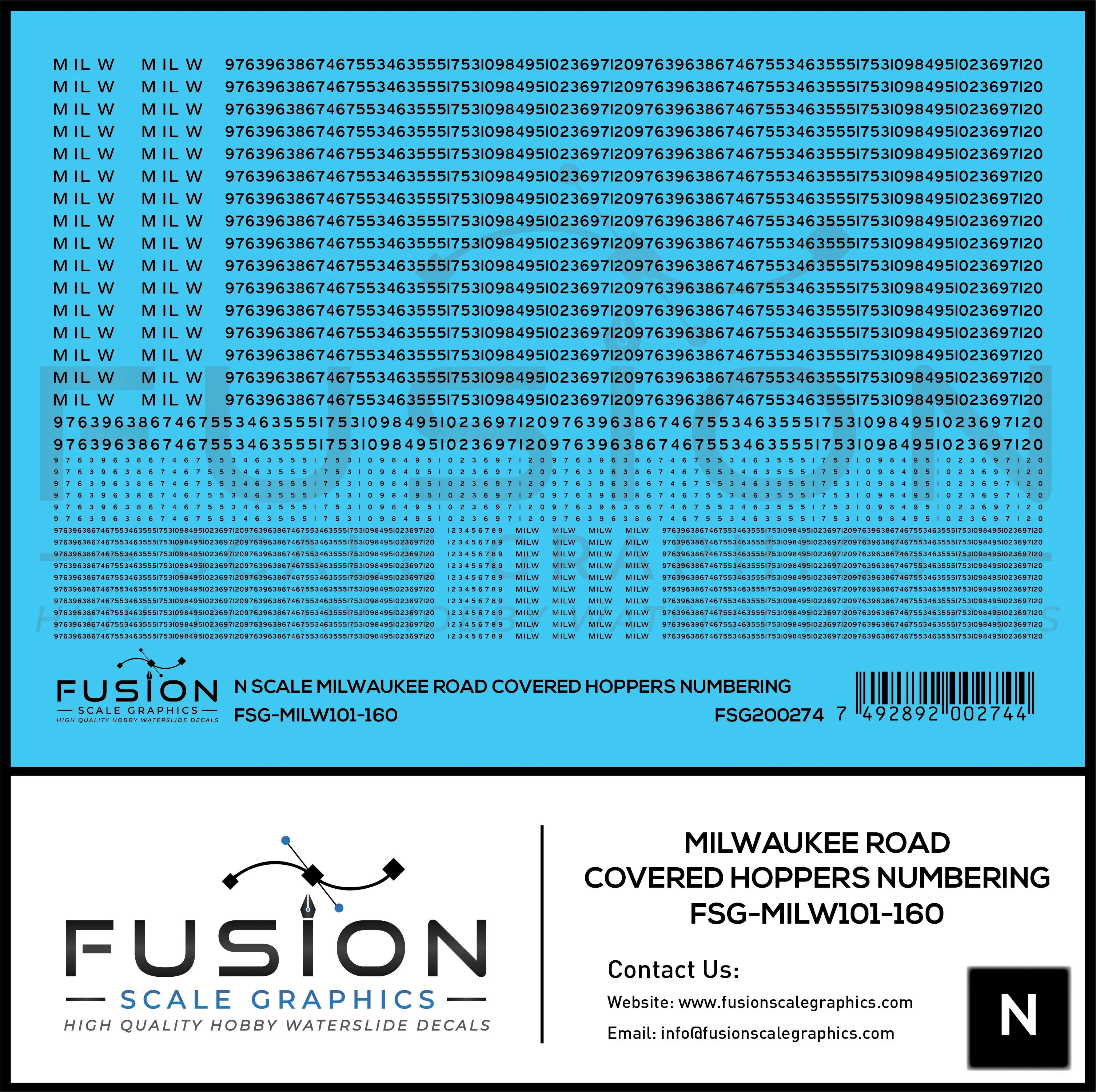 N Scale Milwaukee Road Covered Hoppers Numbering Decal Set Fusion Scale Graphics