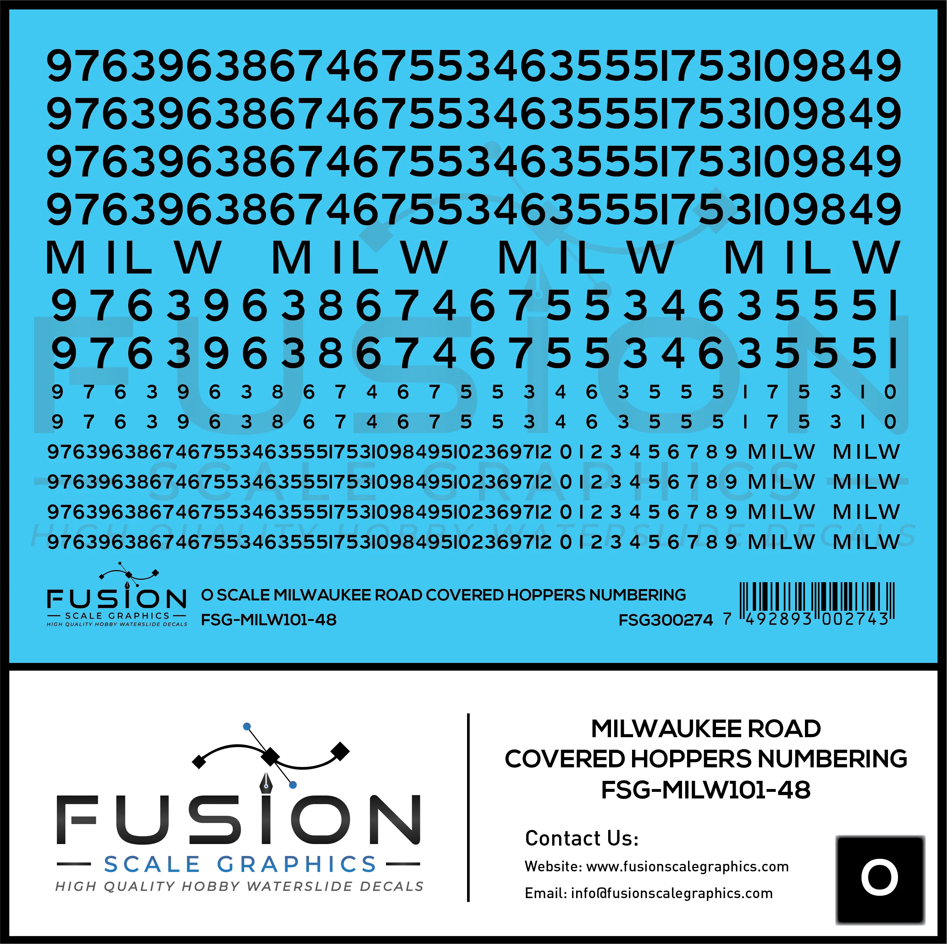 O Scale Milwaukee Road Covered Hoppers Numbering Decal Set Fusion Scale Graphics