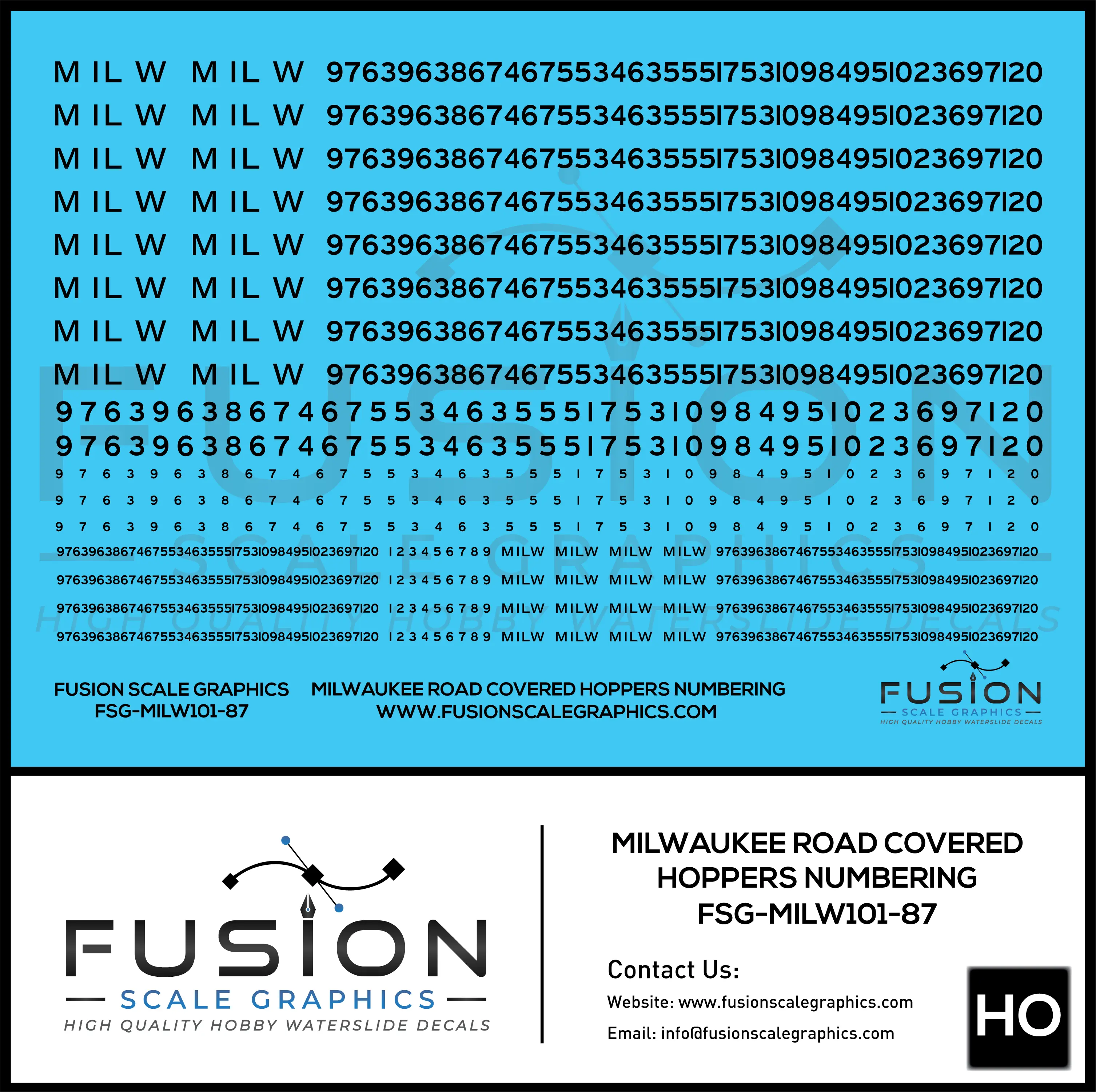 HO Scale Milwaukee Road Covered Hoppers Numbering Decal Set Fusion Scale Graphics
