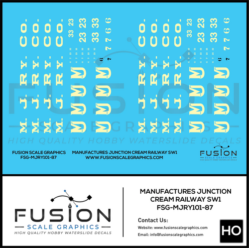 HO Scale Manufactures Junction Railway EMD SW1 Locomotives Cream Color Decal Set Fusion Scale Graphics