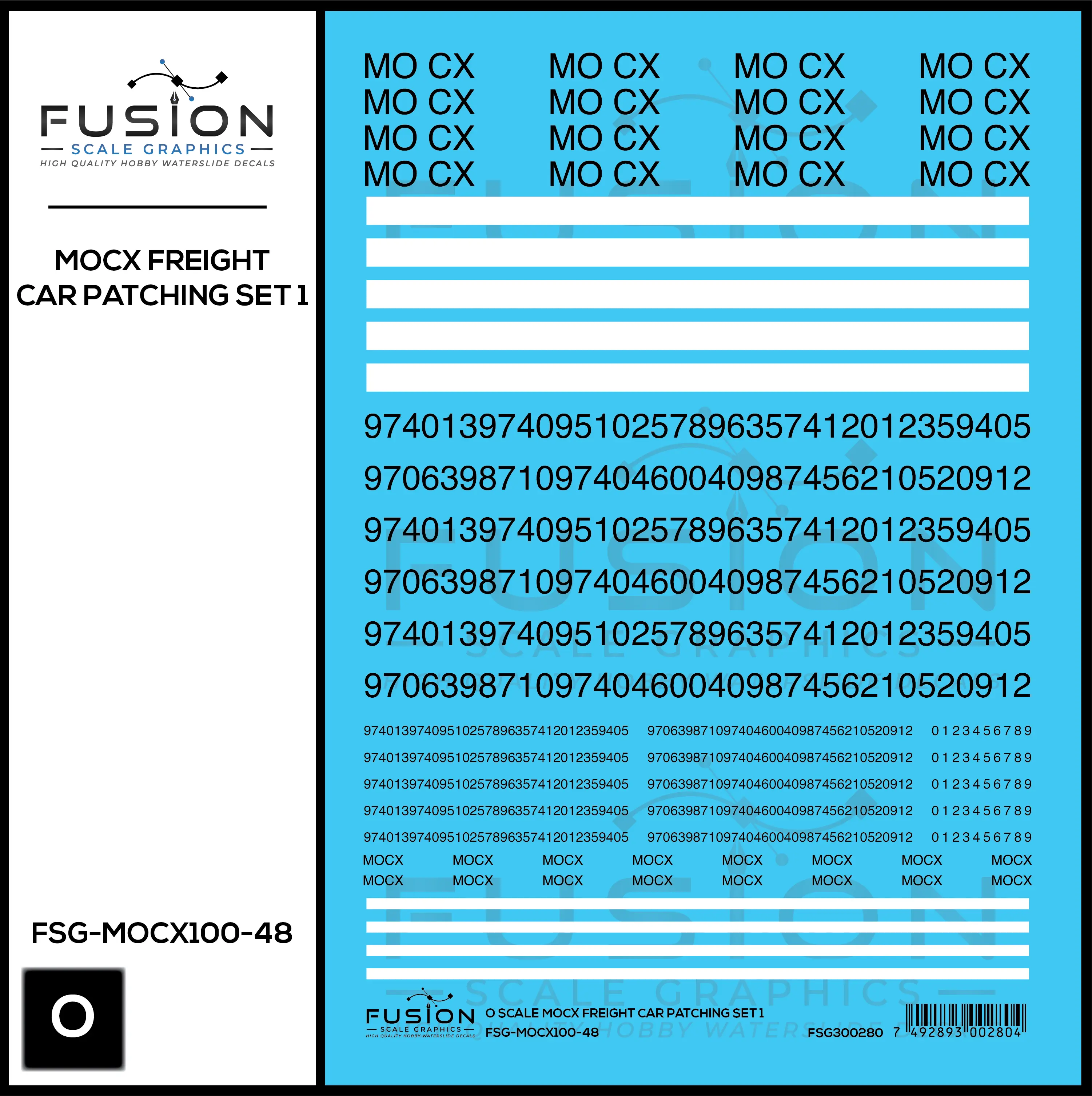 O Scale MOCX Freight Car Patching Set 1 Decal Set Fusion Scale Graphics
