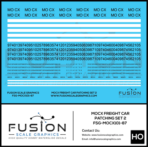HO Scale MOCX Covered Hoppers Patching Decal Set 2 Fusion Scale Graphics