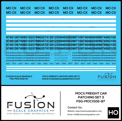 HO Scale MOCX Covered Hoppers Patching Decal Set 3 Fusion Scale Graphics