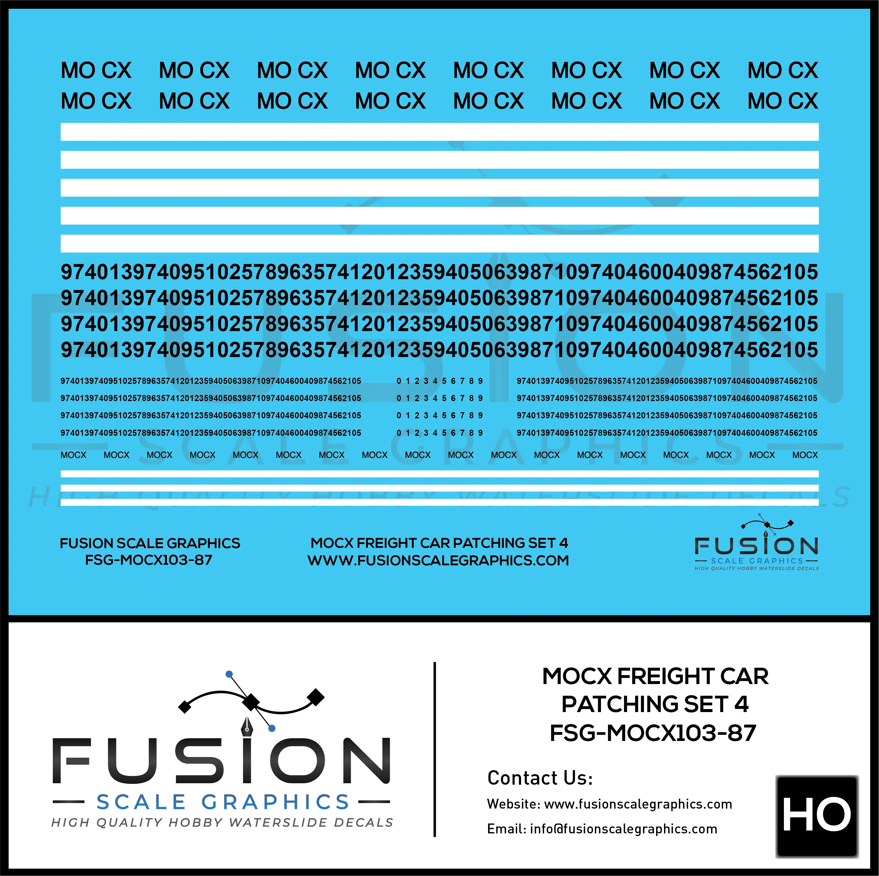 HO Scale MOCX Covered Hoppers Patching Decal Set 4 Fusion Scale Graphics