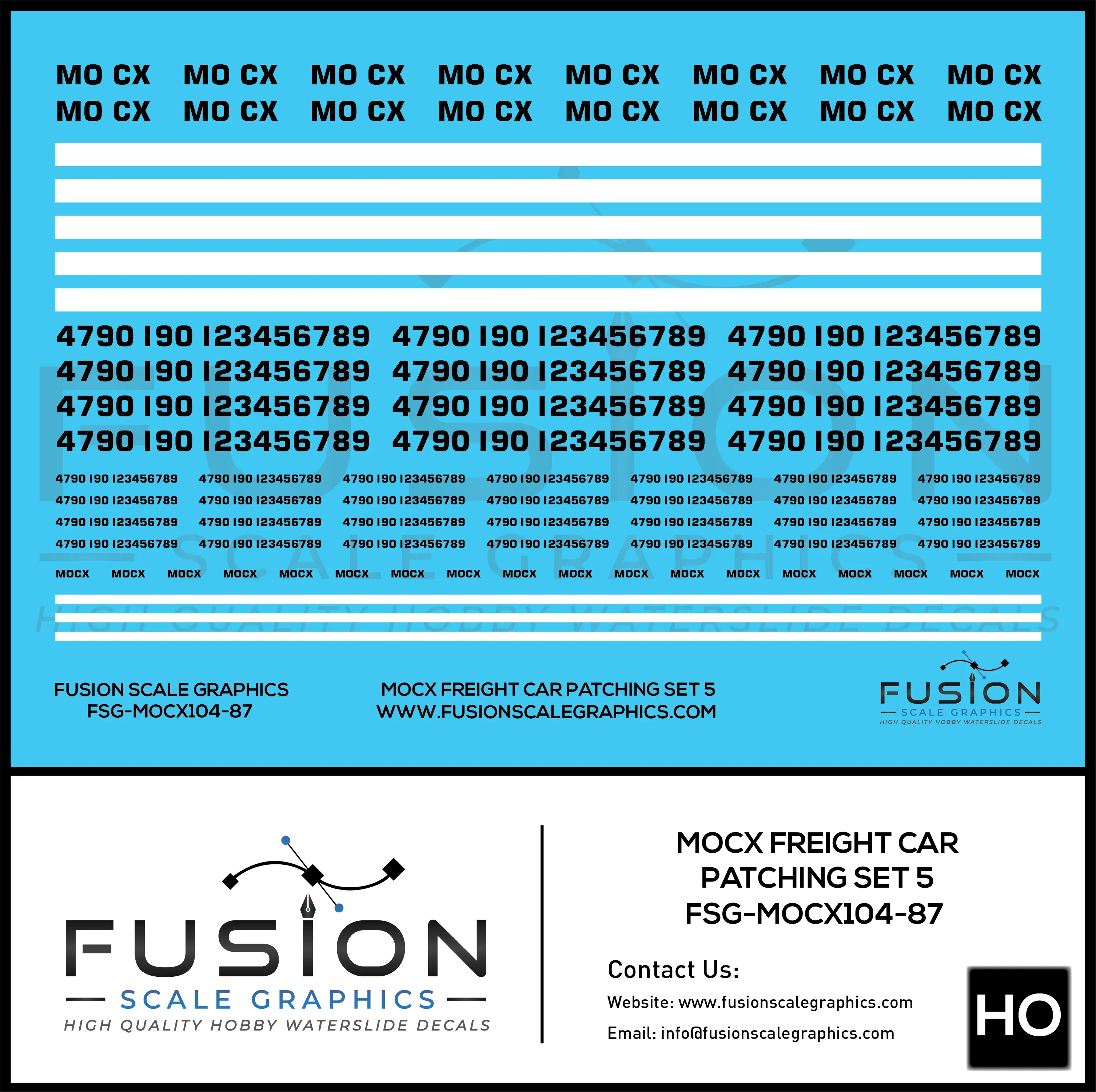 HO Scale MOCX Covered Hoppers Patching Decal Set 5 Fusion Scale Graphics