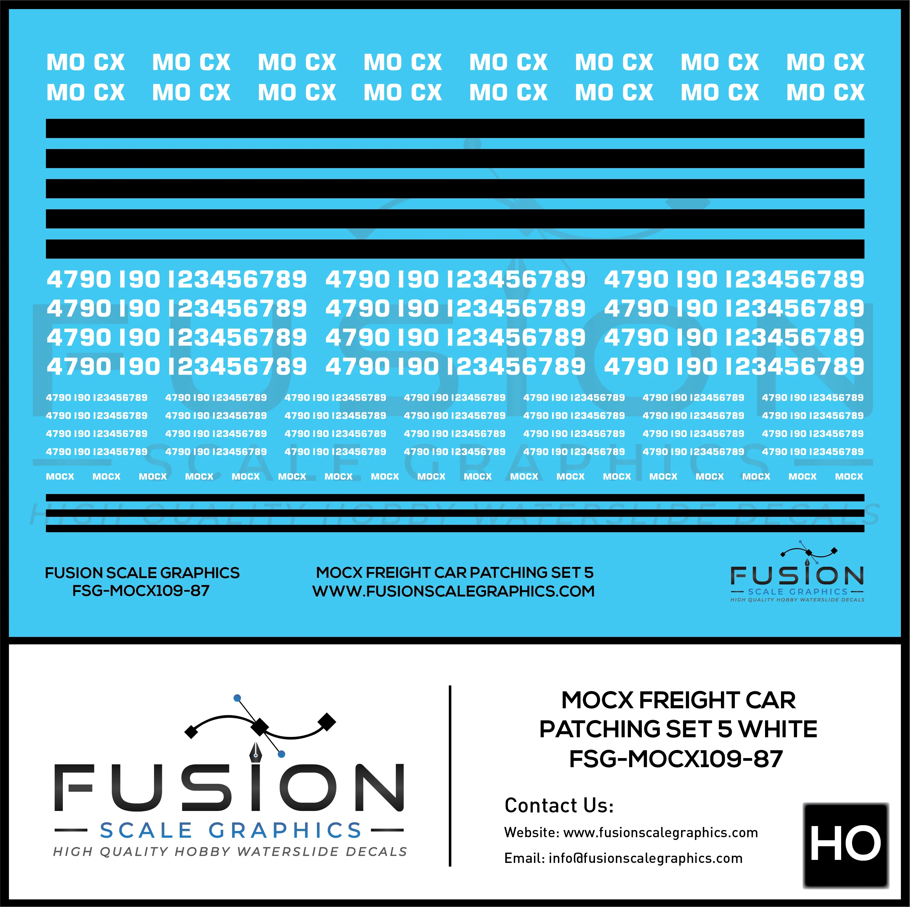 HO Scale White MOCX Covered Hoppers Patching Decal Set 5 Fusion Scale Graphics
