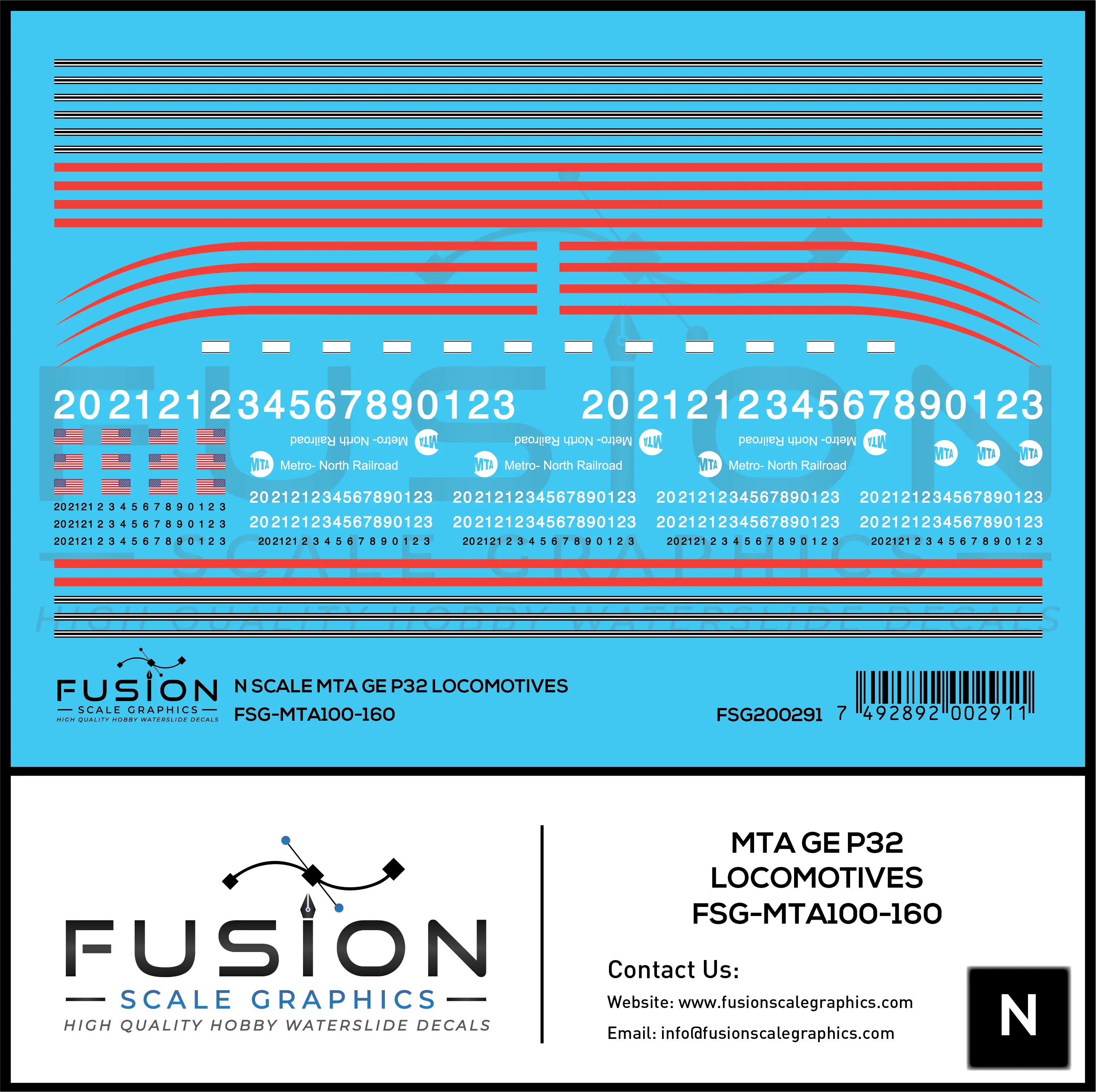 N Scale MTA GE P32 Locomotive Decal Set Fusion Scale Graphics