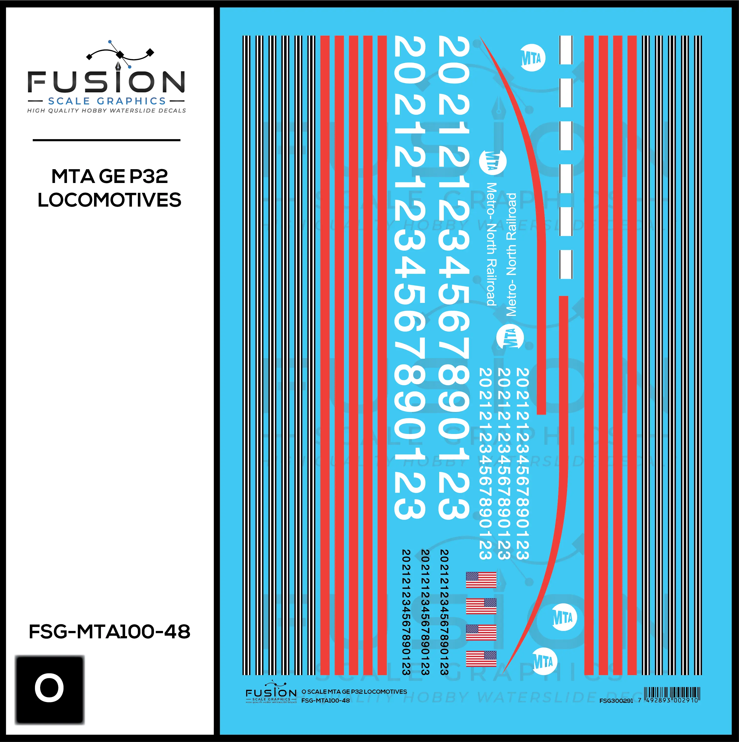 O Scale MTA GE P32 Locomotive Decal Set Fusion Scale Graphics