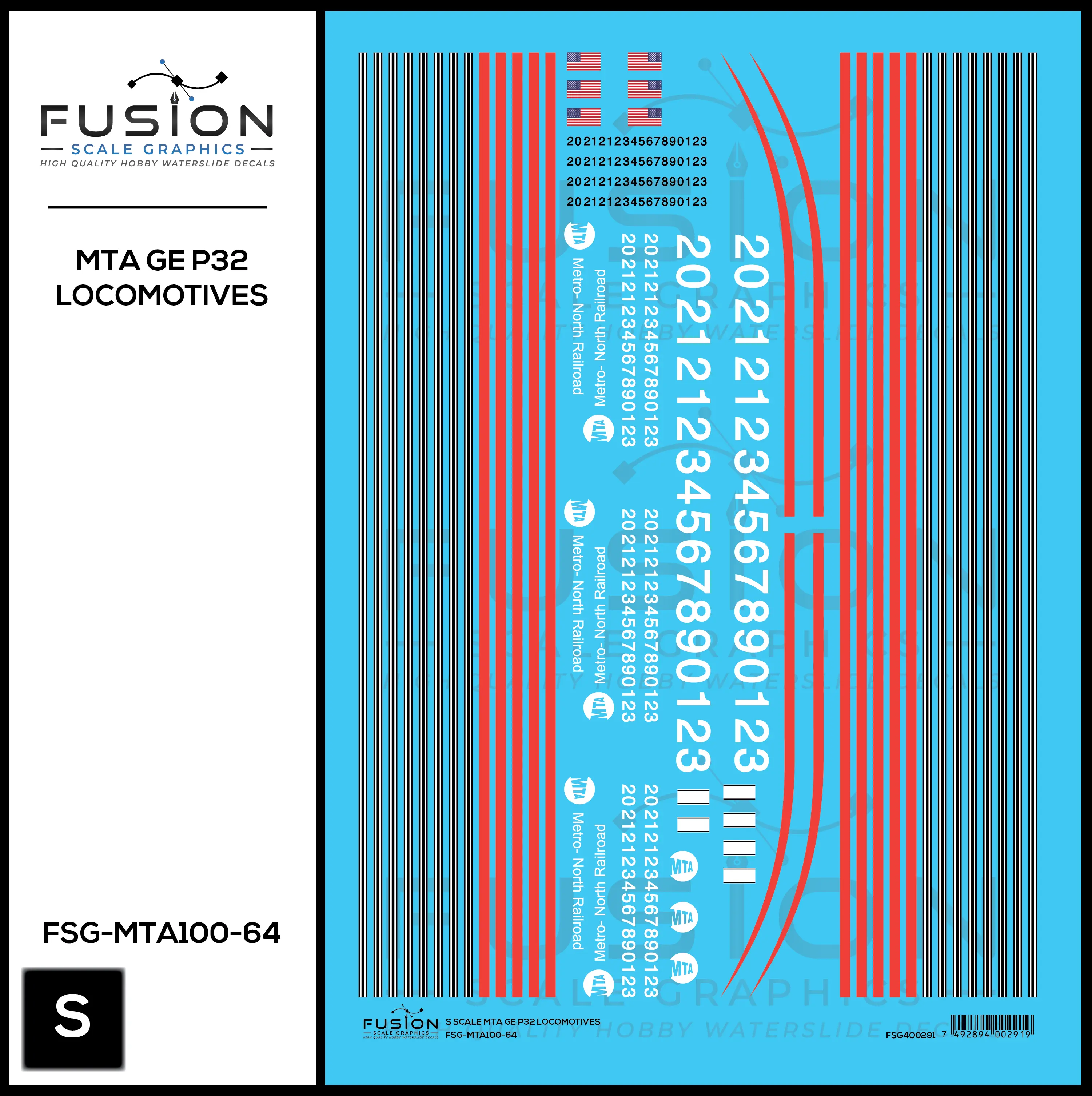 S Scale MTA GE P32 Locomotive Decal Set Fusion Scale Graphics