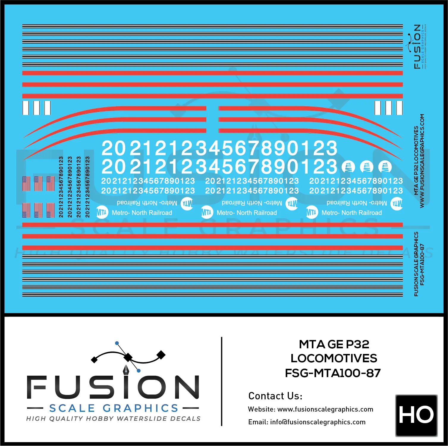 HO Scale MTA GE P32 Locomotive Decal Set Fusion Scale Graphics