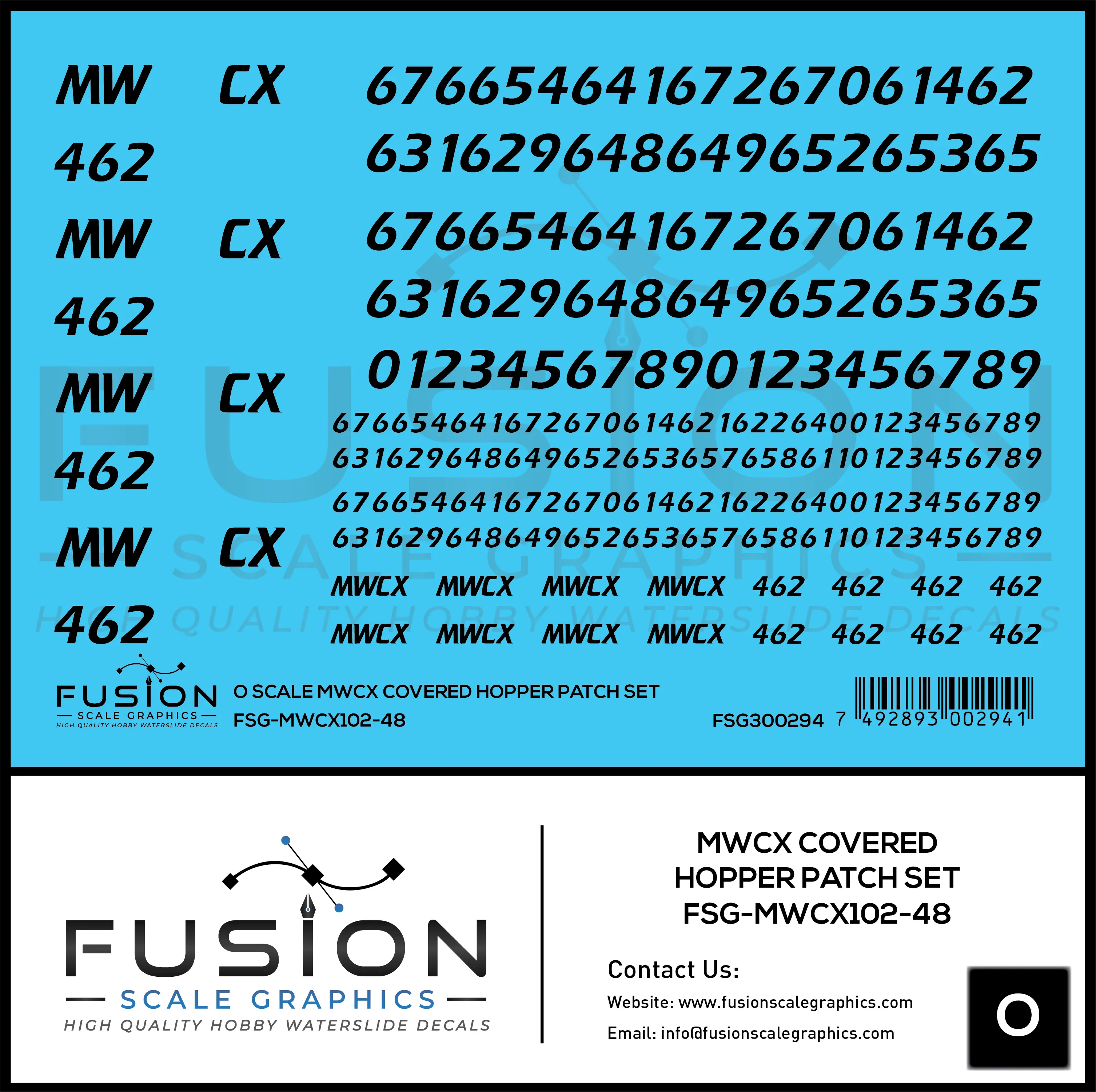 O Scale MWCX Covered Hopper Patch Set Decal Set - Front Range Hobbies